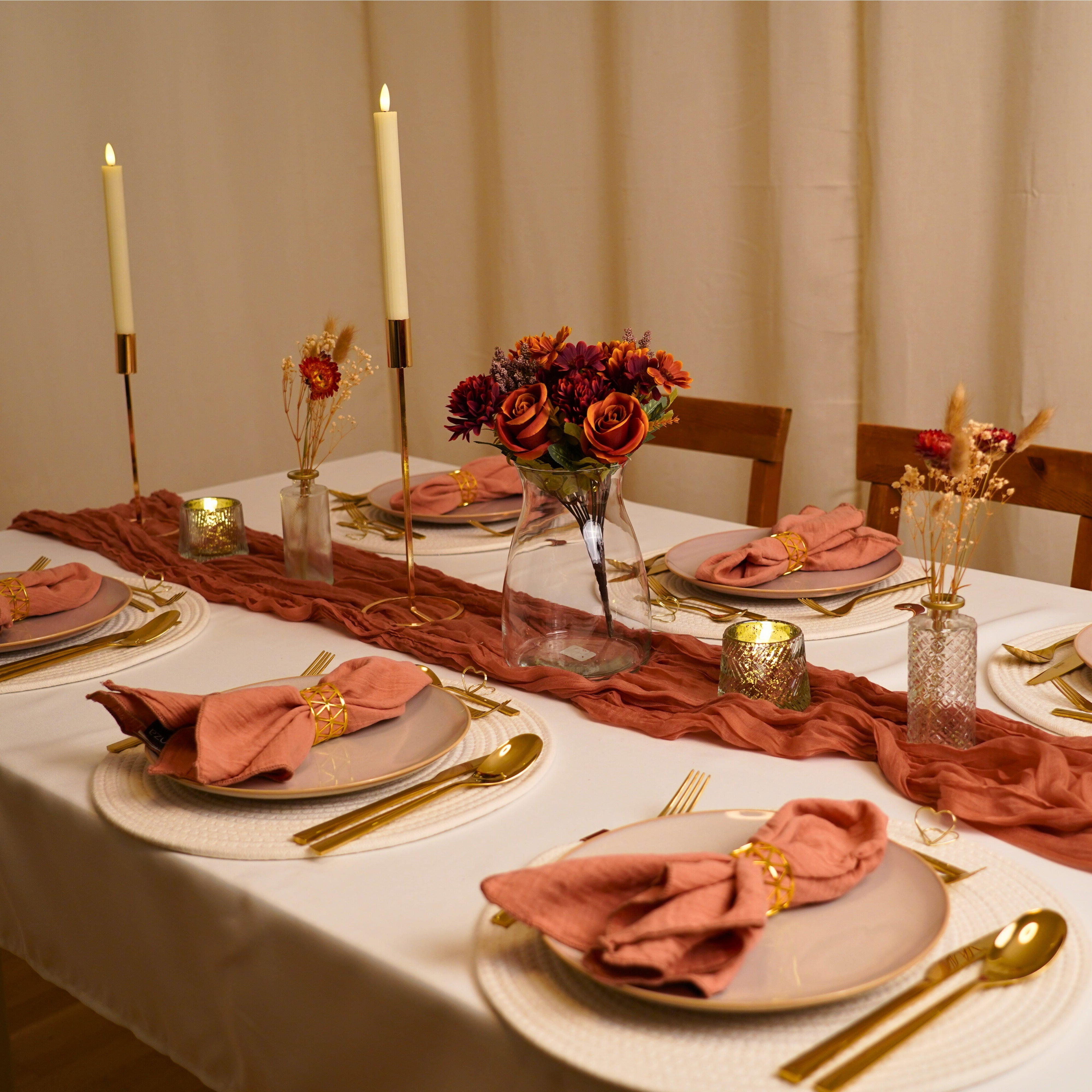 Tischdeko Paket Romantic Boho Gold