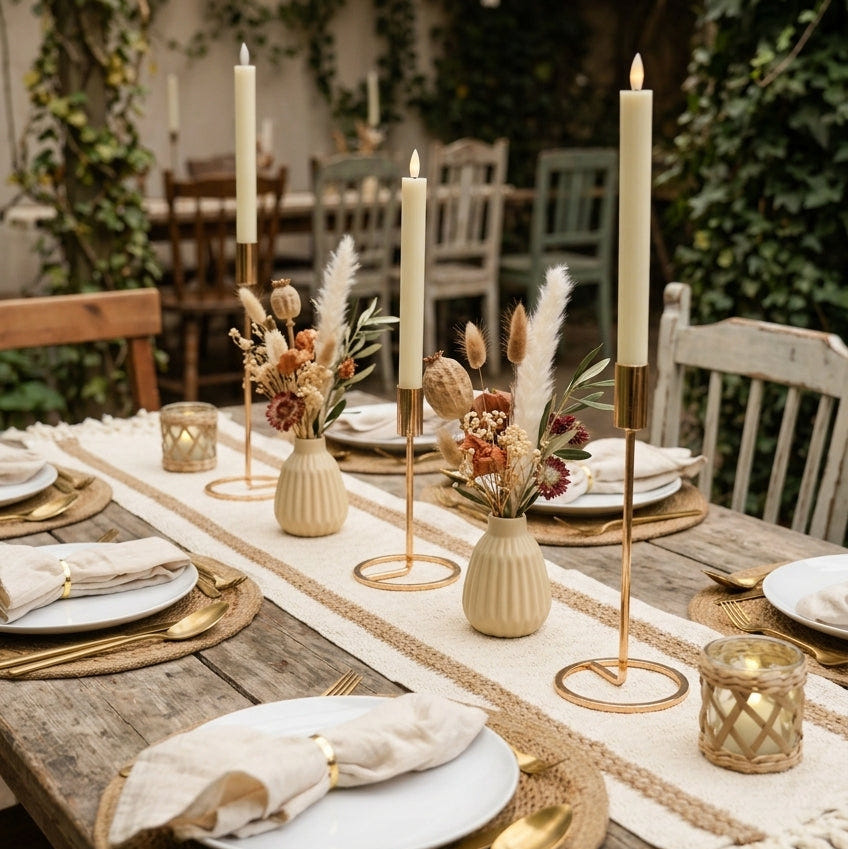 Tischdeko Komplettset Boho Gold – Natur & Gold