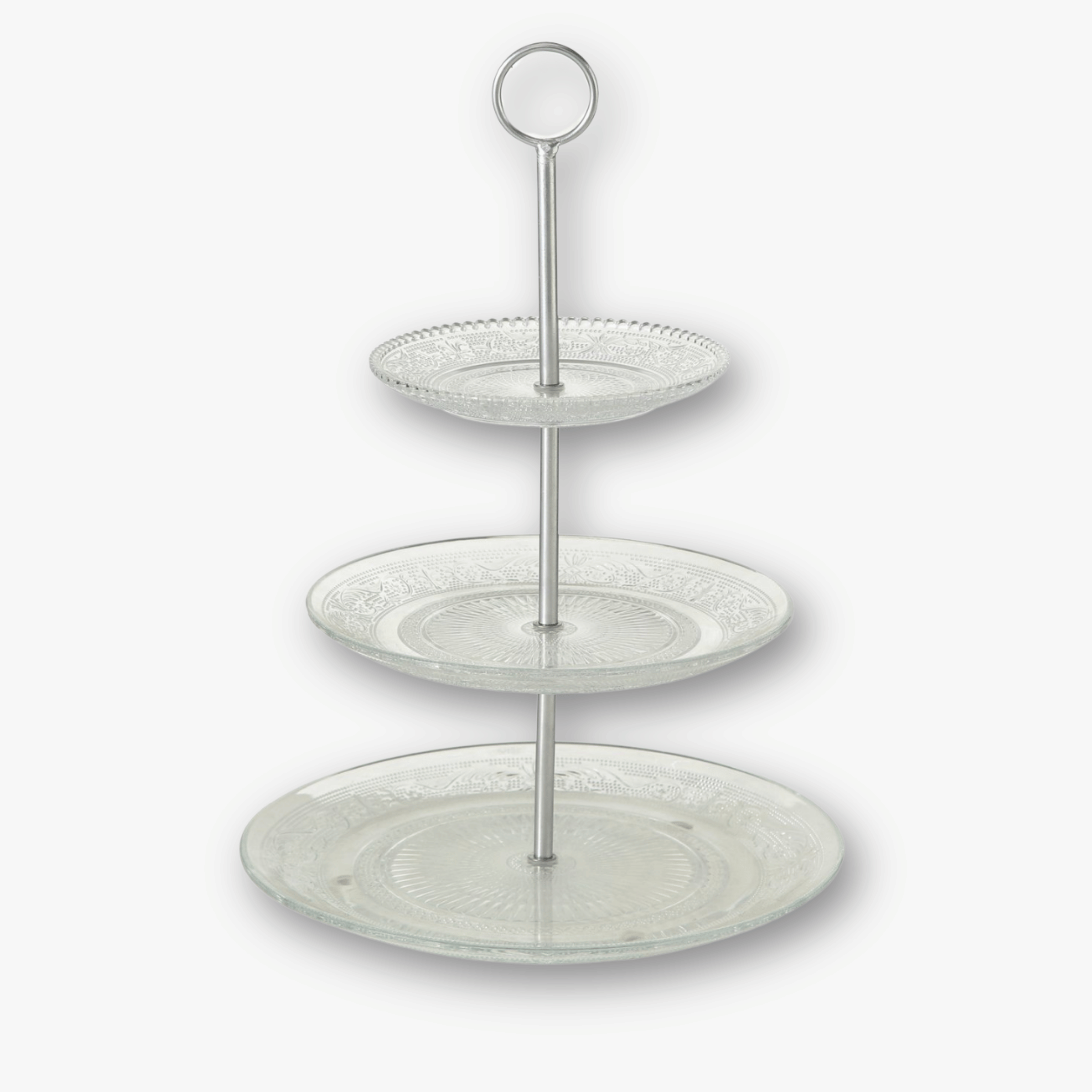 Etagere Candybar - Rund Glas Muster 3-stöckig