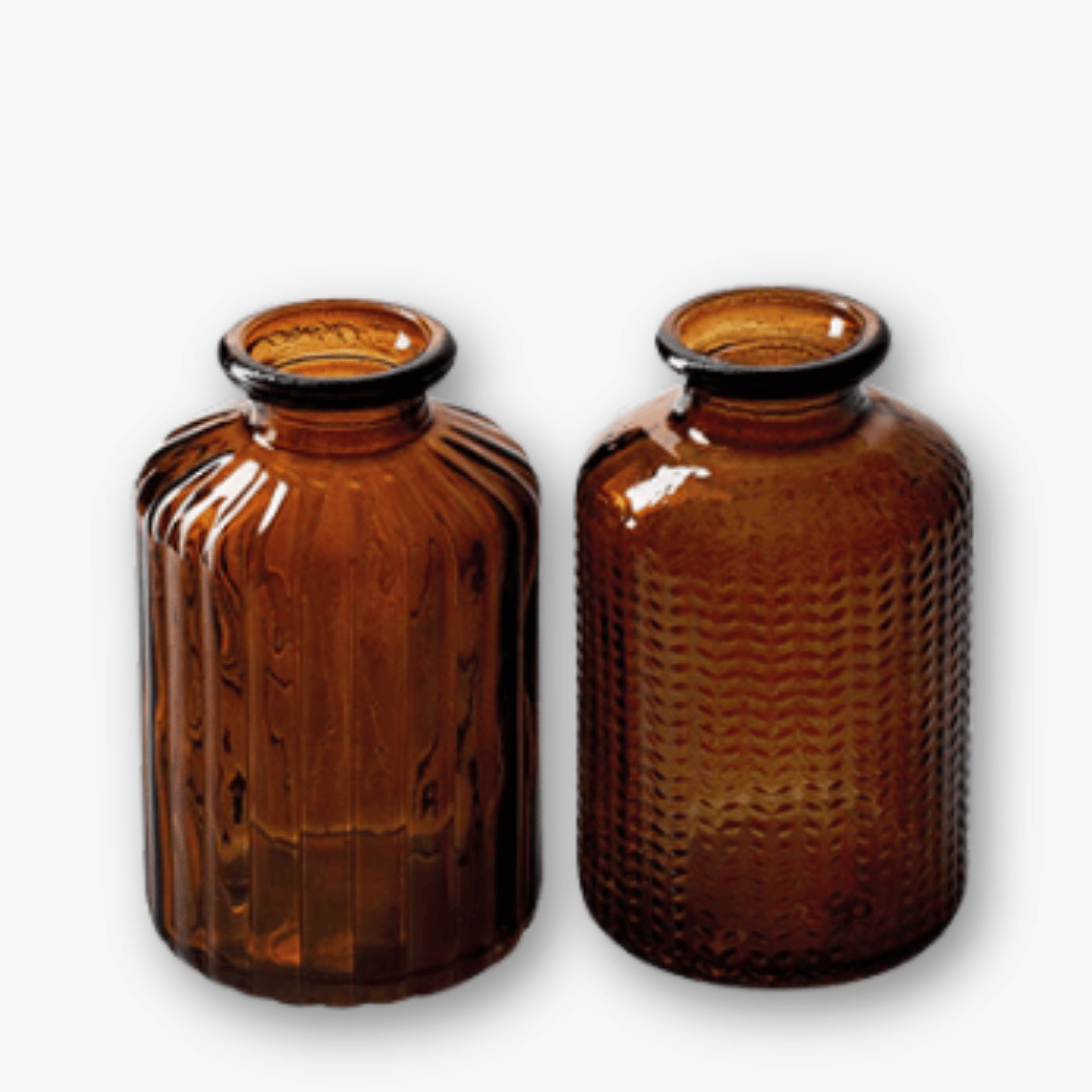 Flaschenvasen Glas 2er Set - Struktur Mix Braun h10