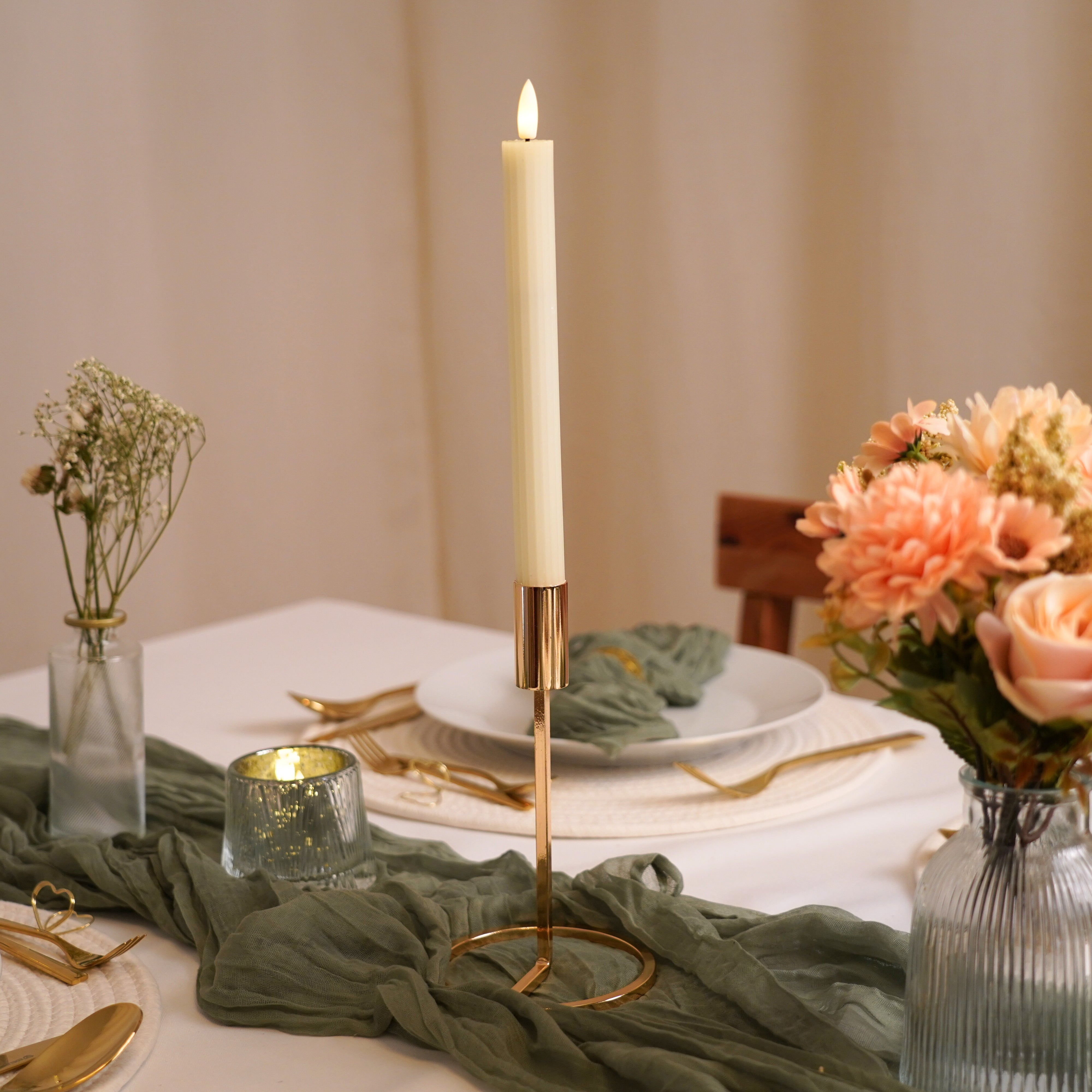 Kerzenständer Set Metall - Rund Gold (3-teilig)