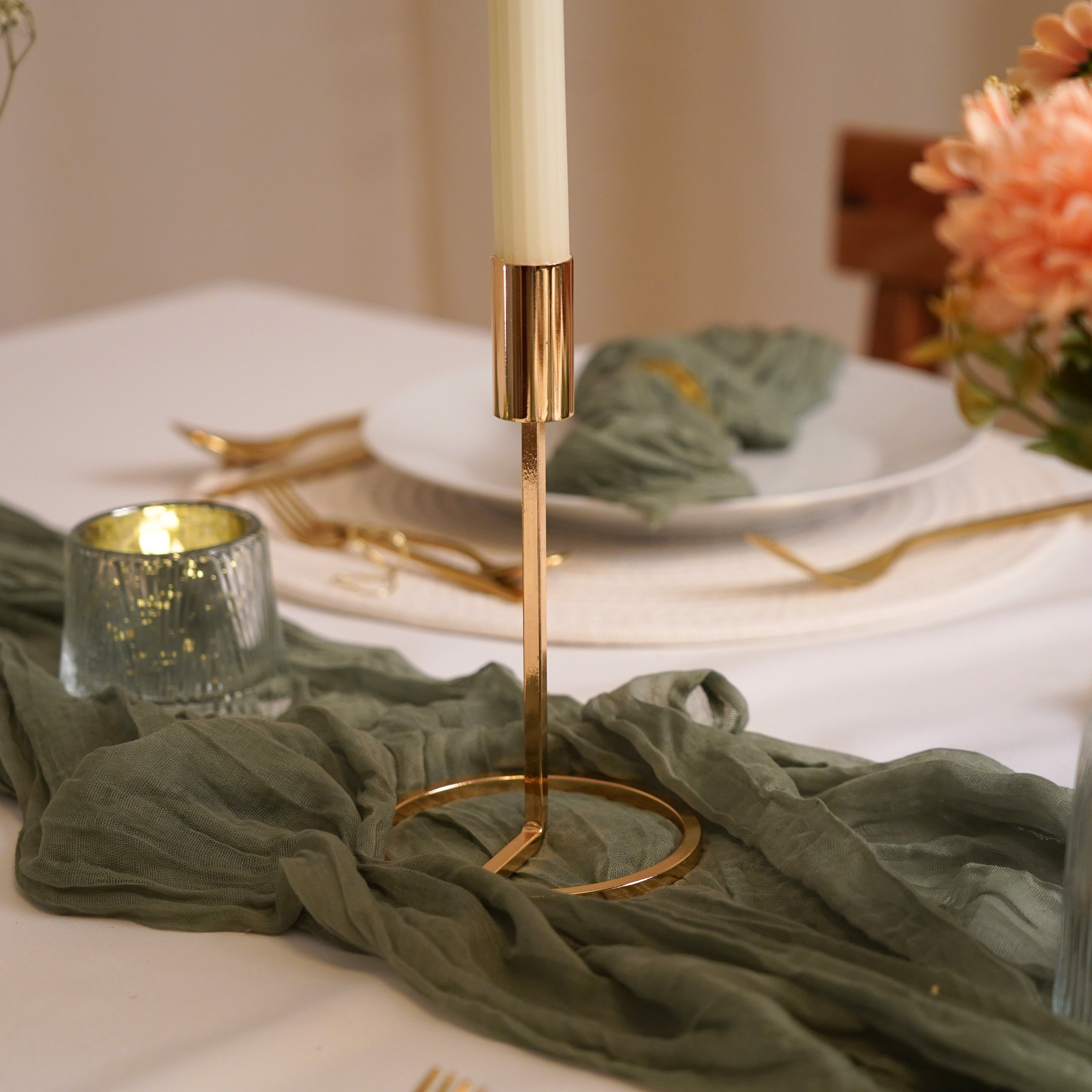 Kerzenständer Set Metall - Rund Gold (3-teilig)
