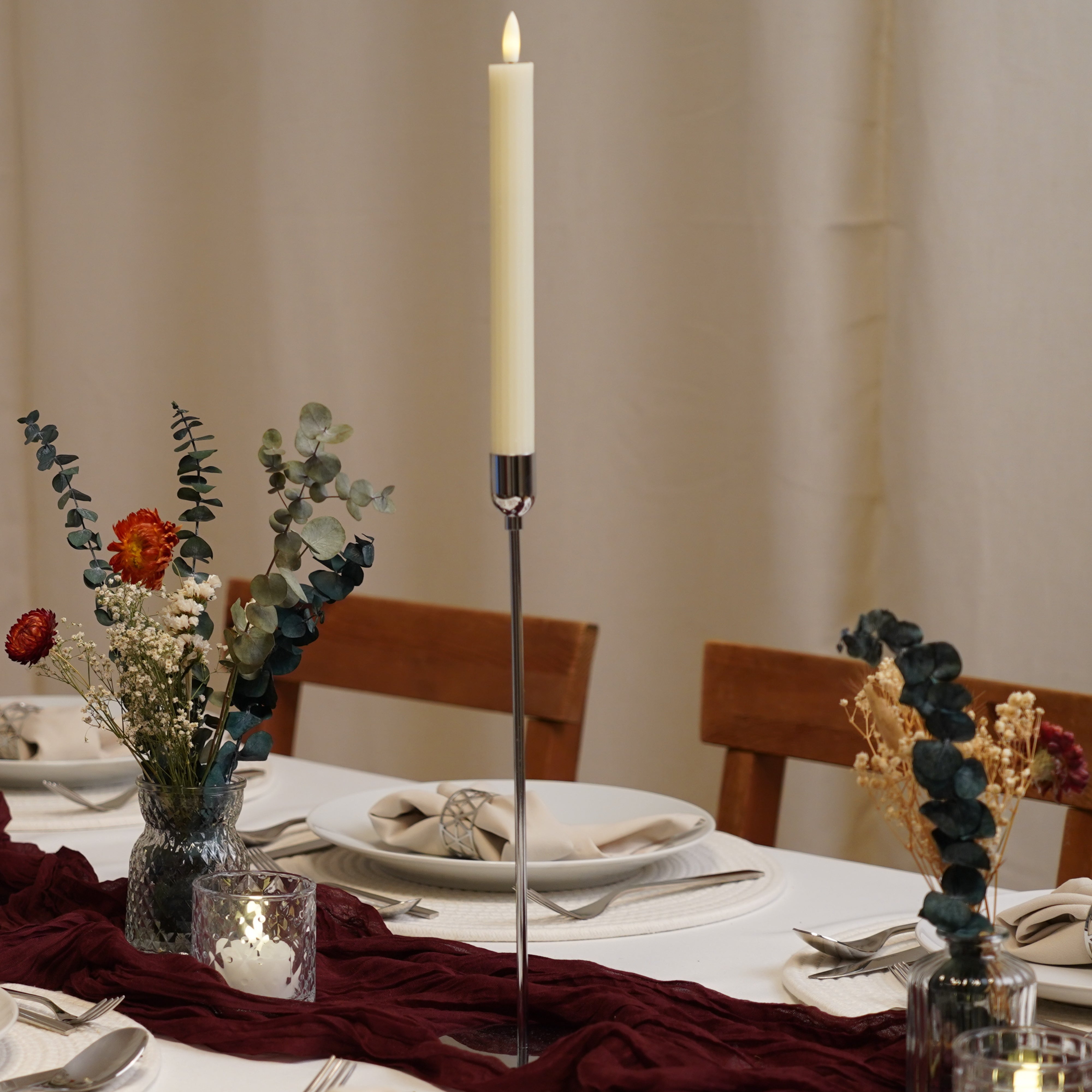 Kerzenständer Set Metall - Silber (3-teilig)