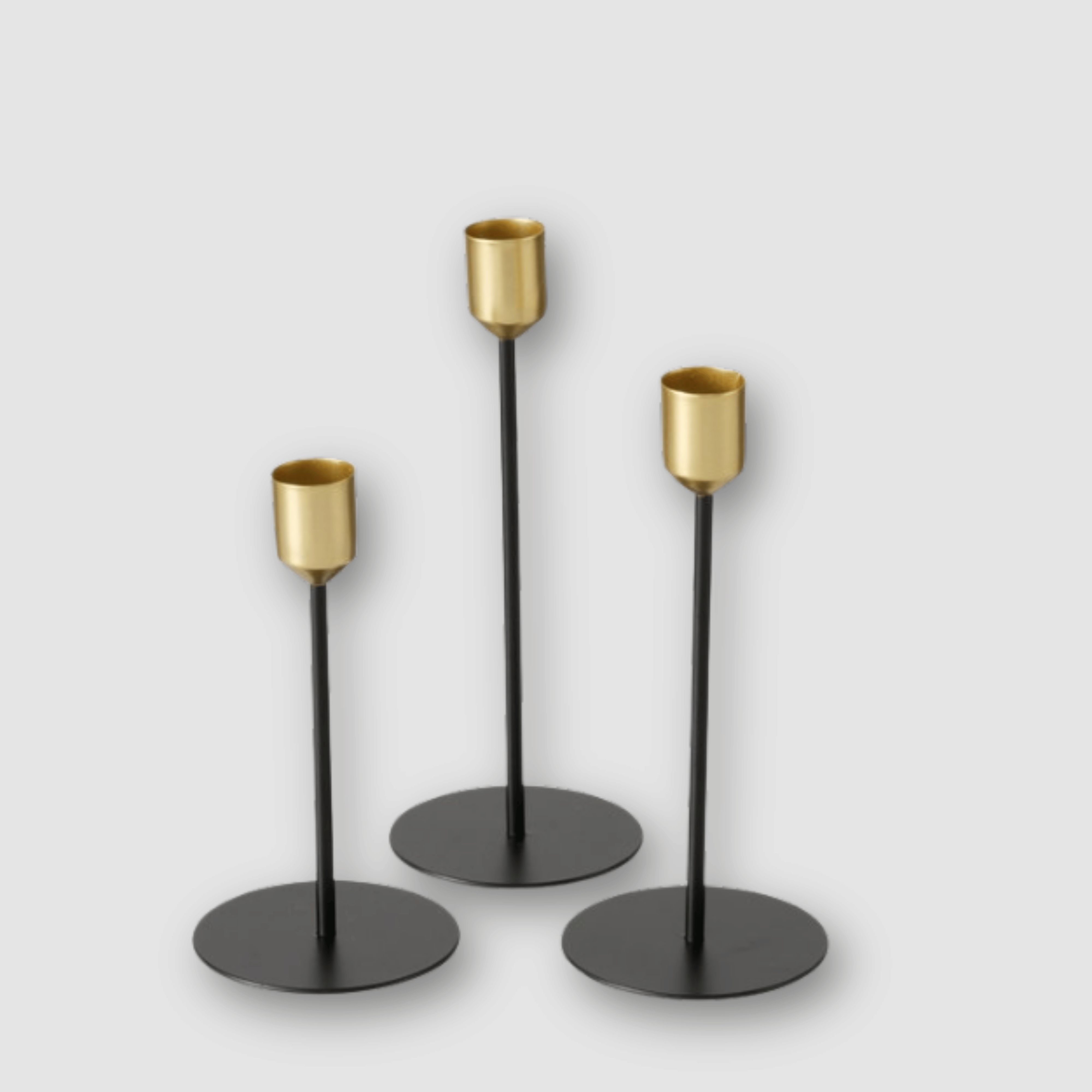 Kerzenständer Set Metall - Gold-Schwarz (3-teilig)