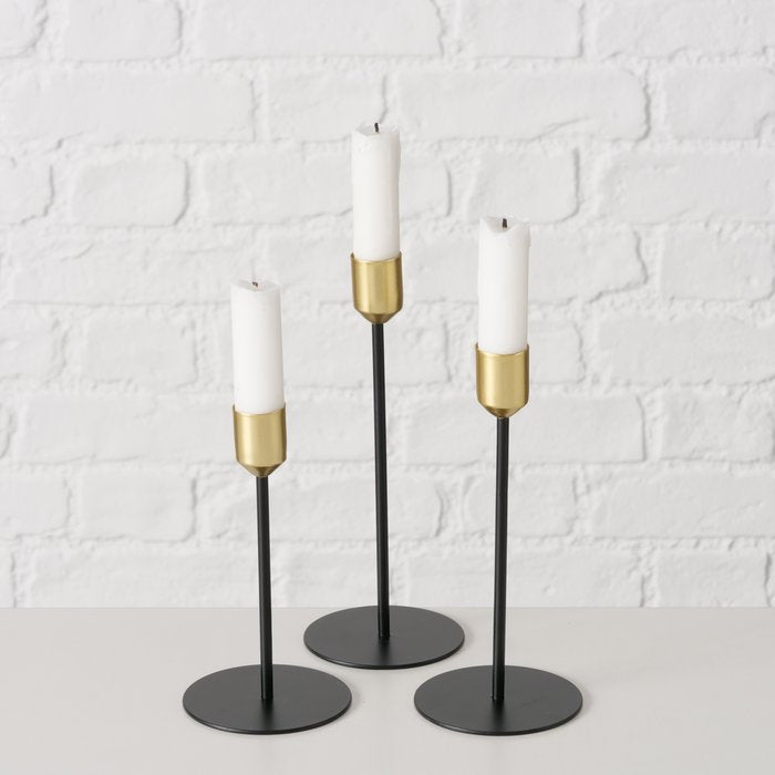 Kerzenständer Set Metall - Gold-Schwarz (3-teilig)