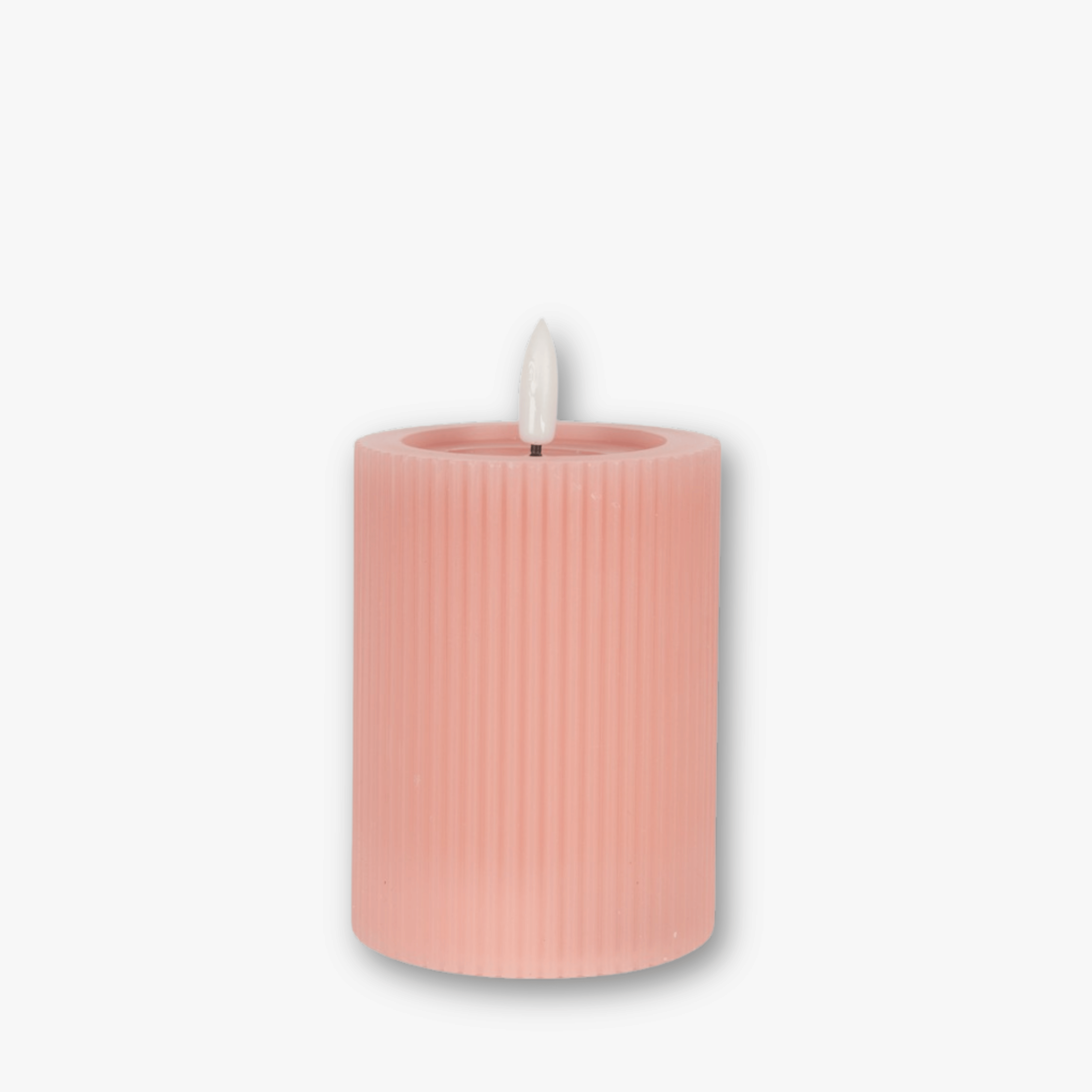 LED Stumpenkerze Echtwachs - Gerillt Rosa
