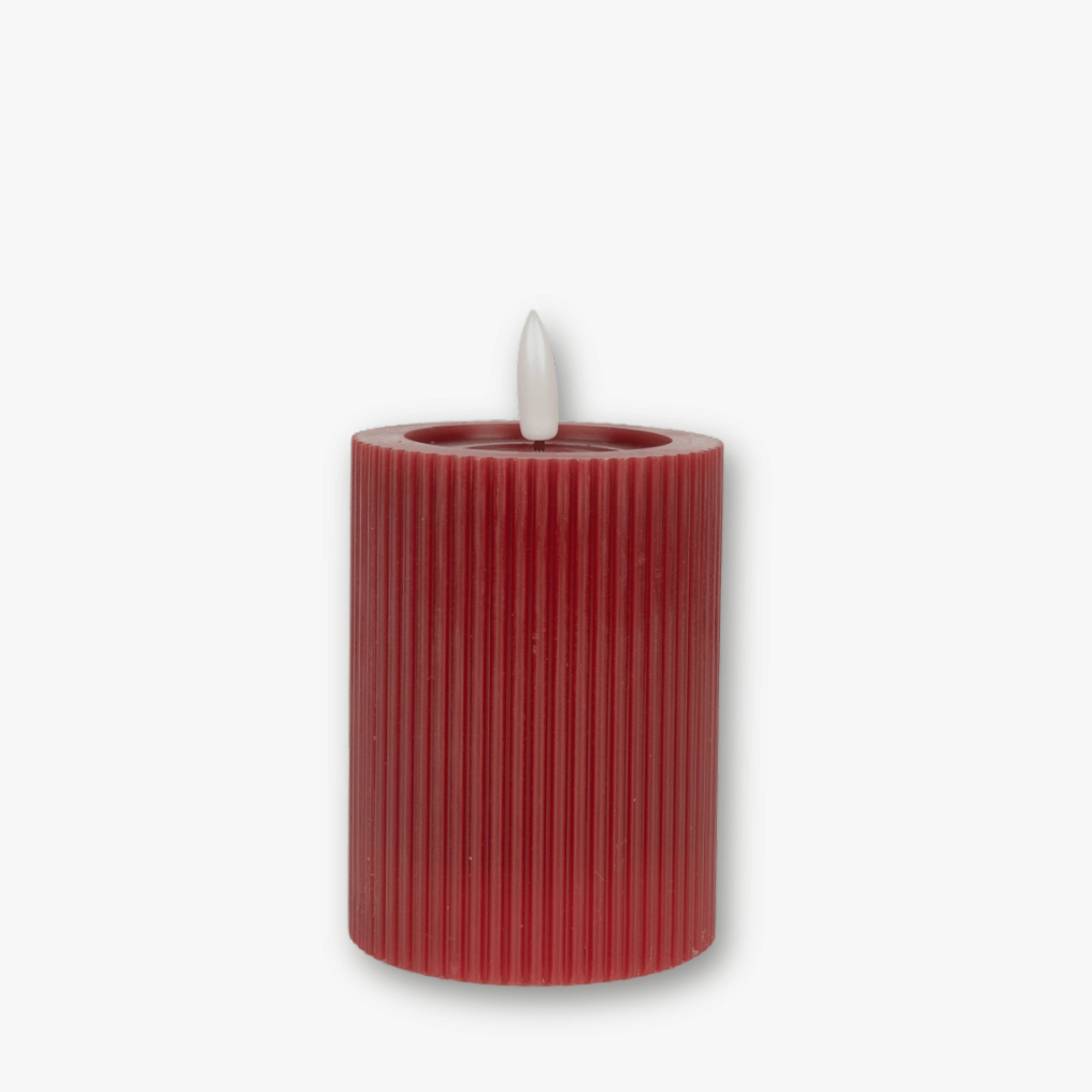 LED Stumpenkerze Echtwachs - Gerillt Rot