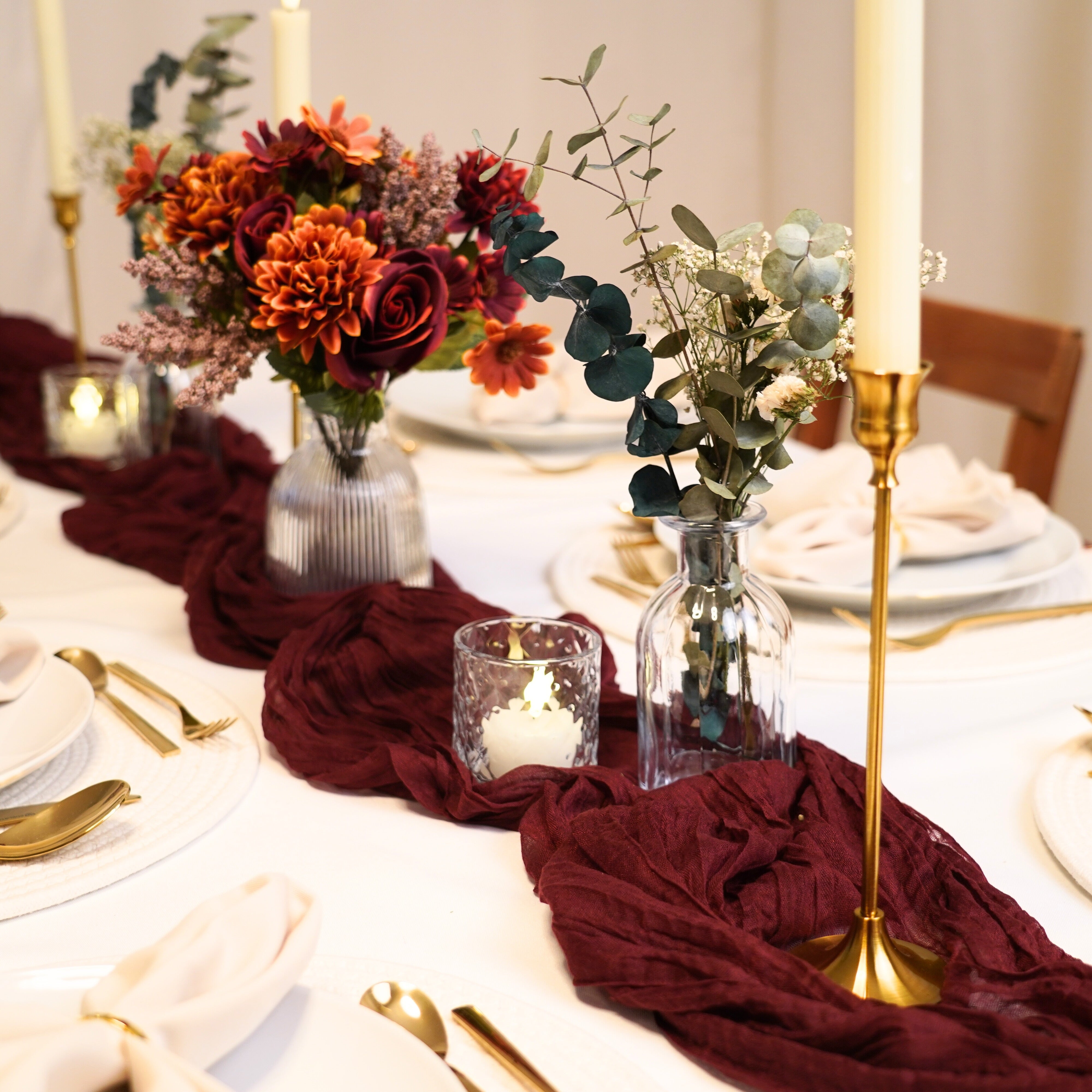 Tischdeko Paket Modern Bordeaux Gold