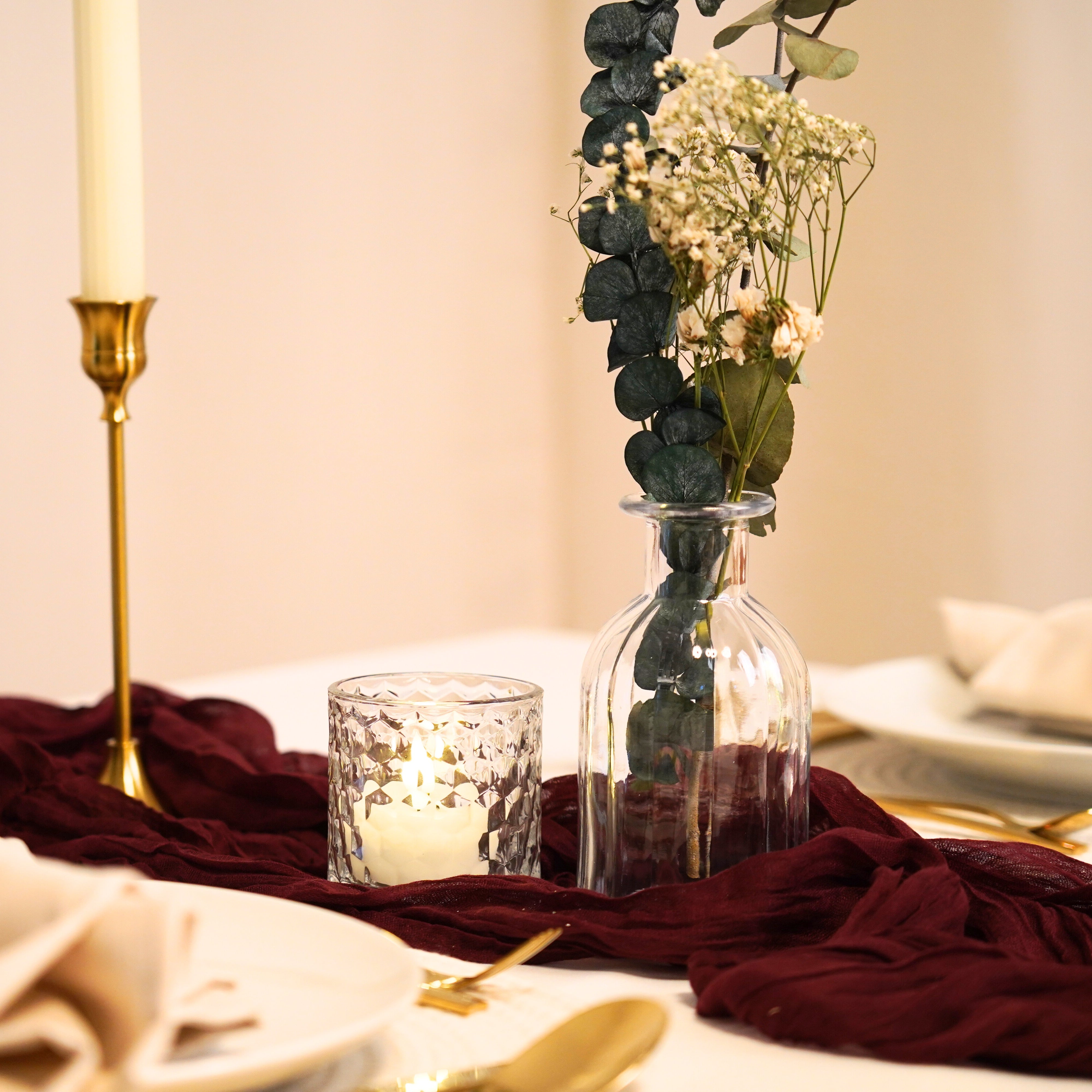 Tischdeko Paket Modern Bordeaux Gold