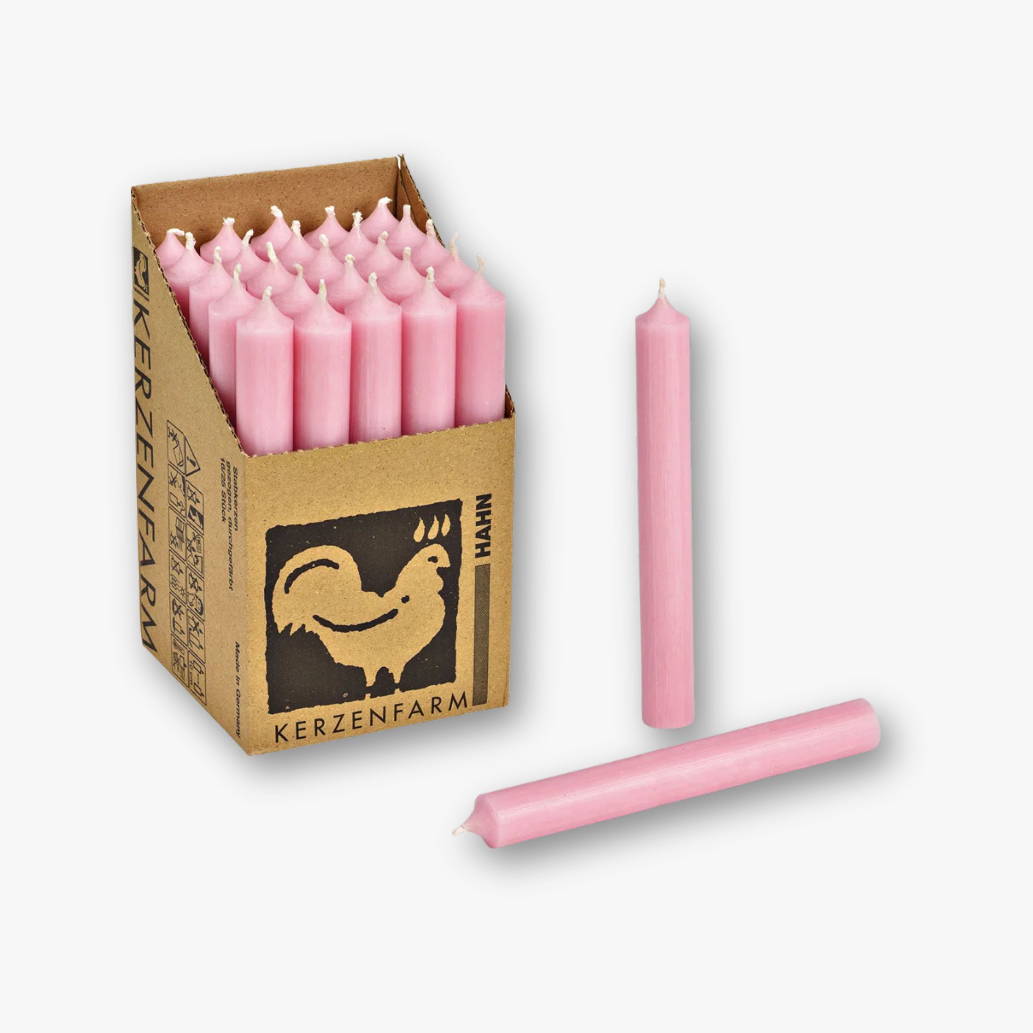 Stabkerze Echtwachs - Rosé 18 cm (tropffrei)