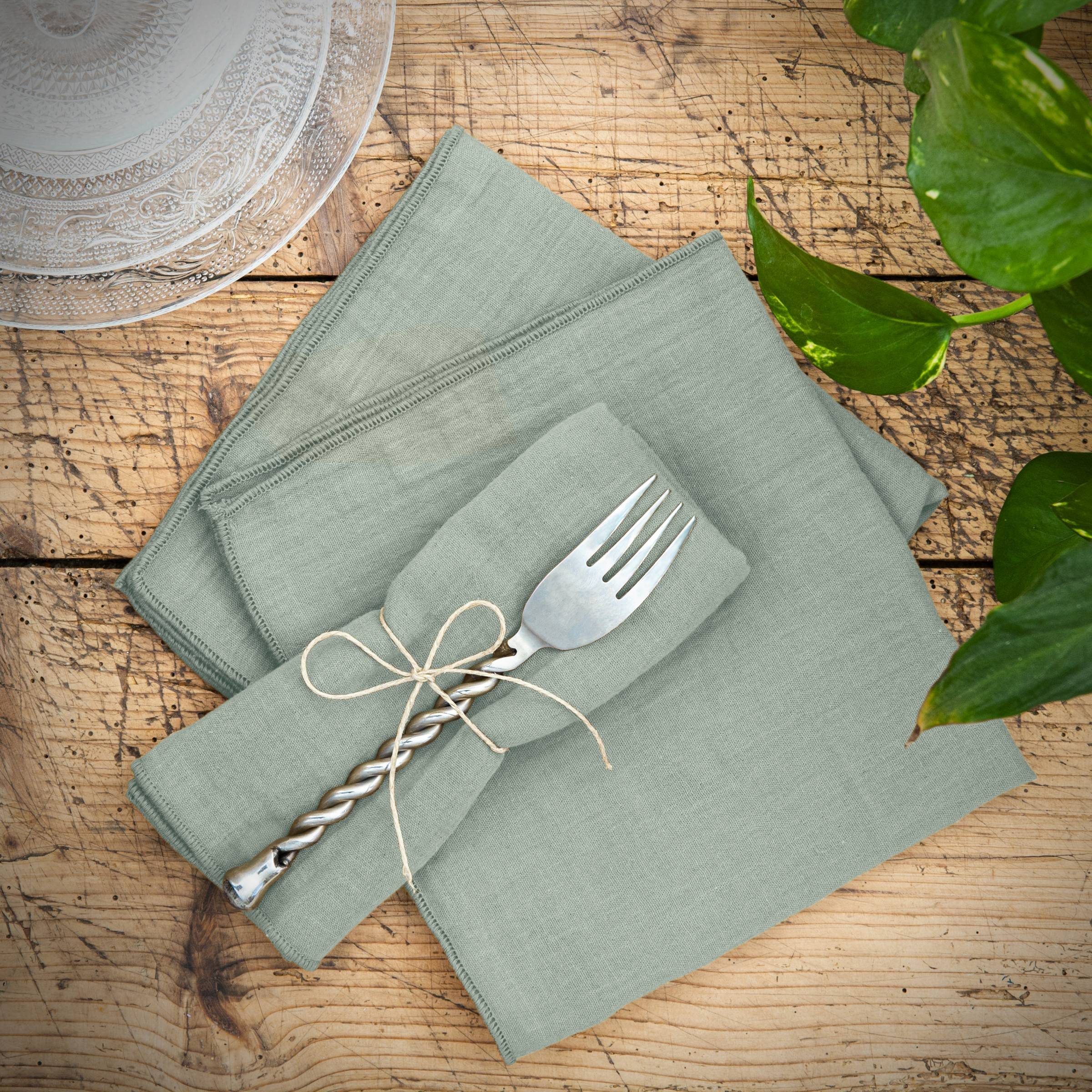 Stoffserviette Musselin - Struktur Eukalyptus