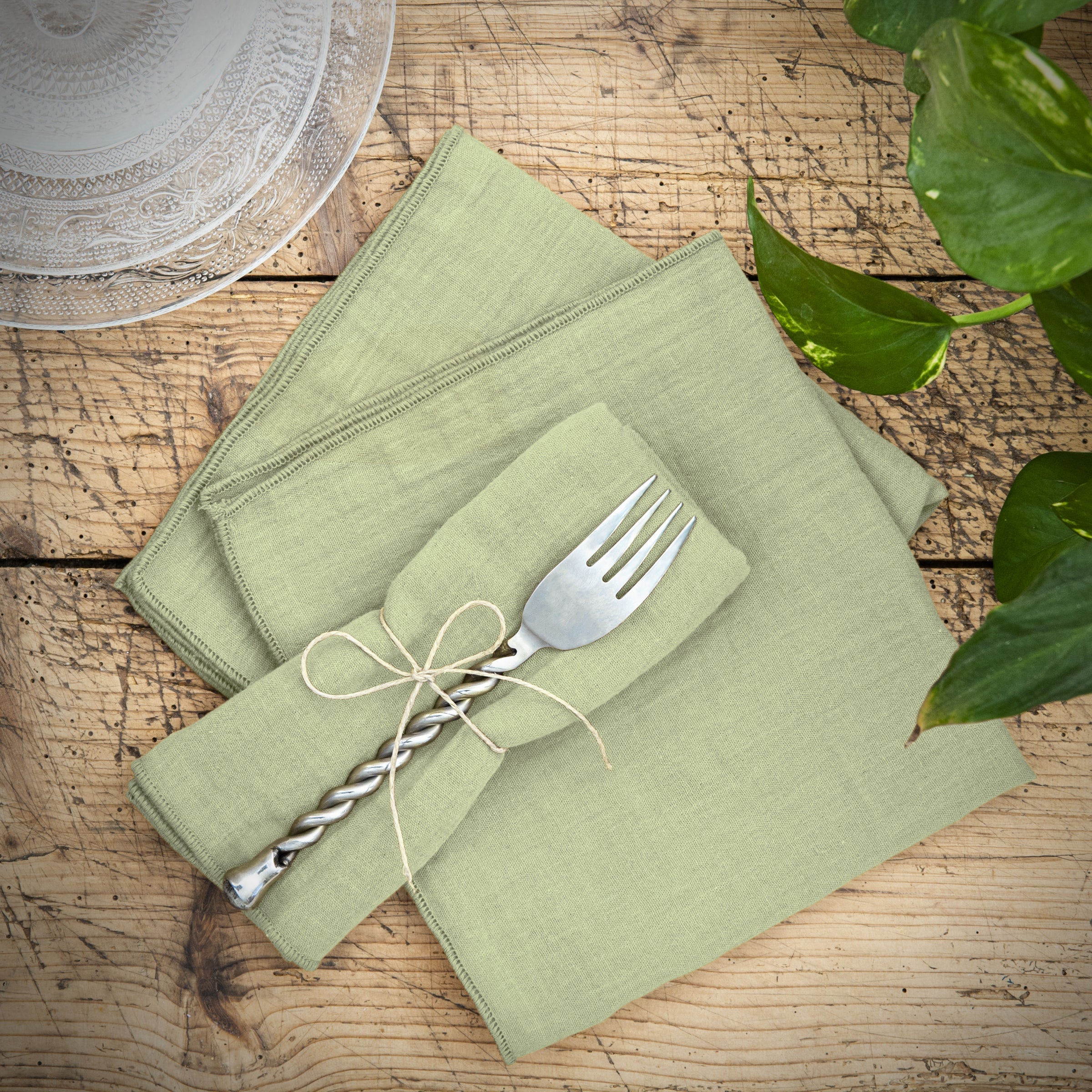 Stoffserviette Musselin - Struktur Hellgrün