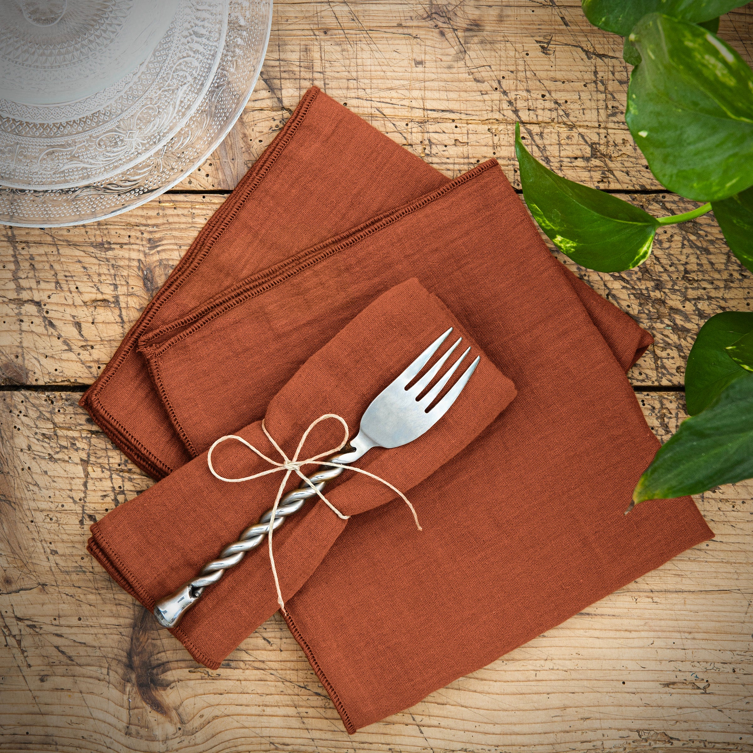 Stoffserviette Musselin - Struktur Terracotta