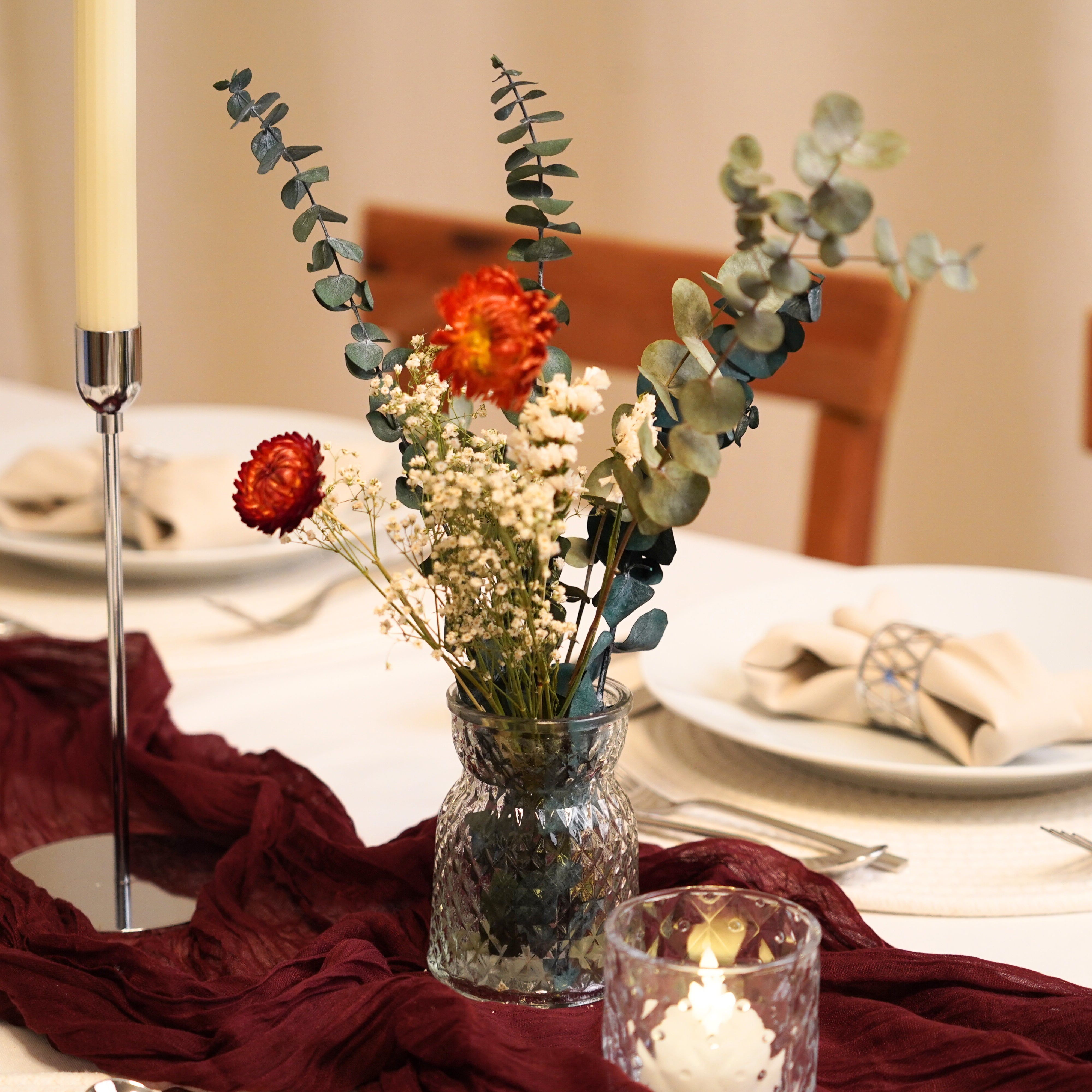 Vase Glas - Bauchig Facette Klar h10,5