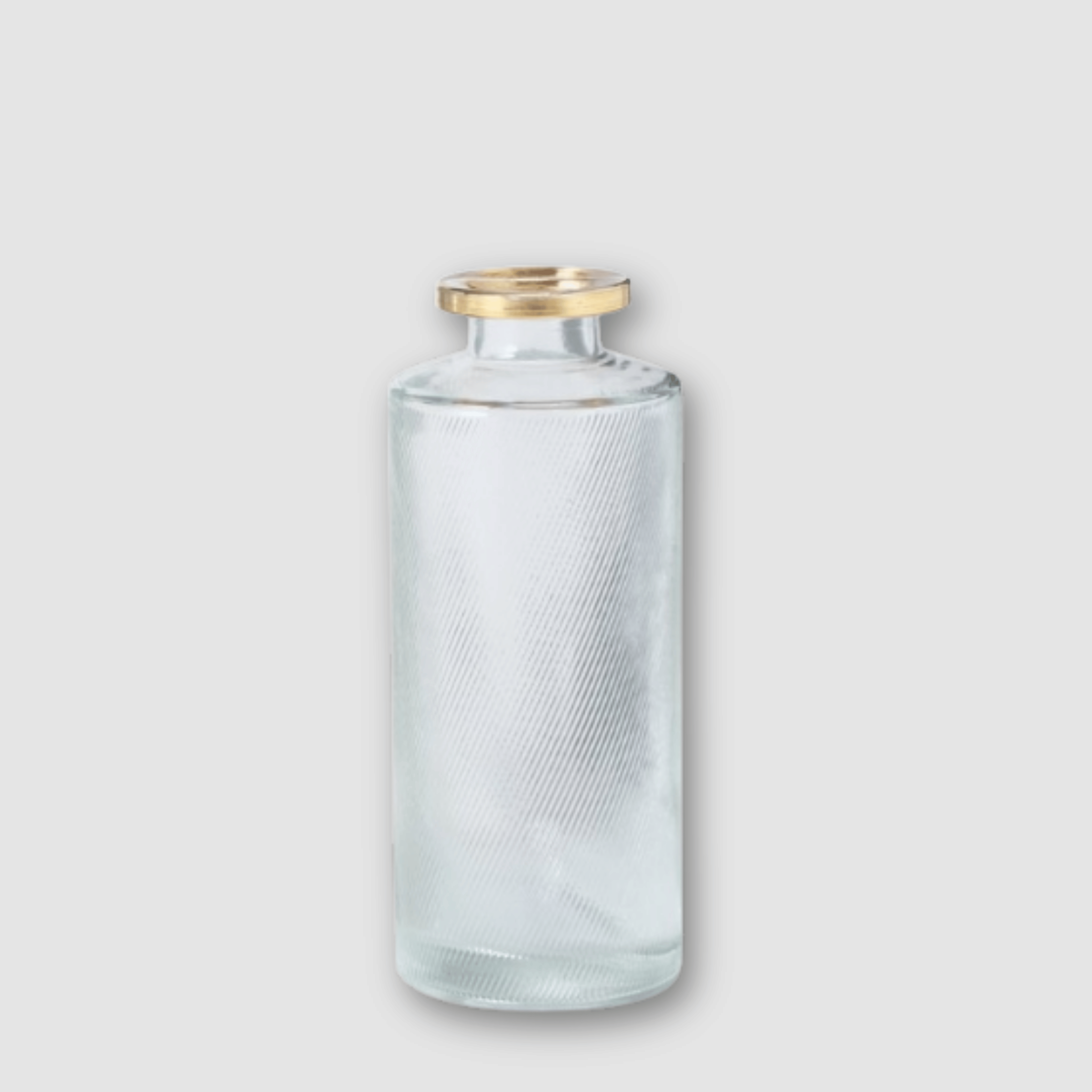 Flaschenvase Glas - Goldrand Diagonal Klar h13