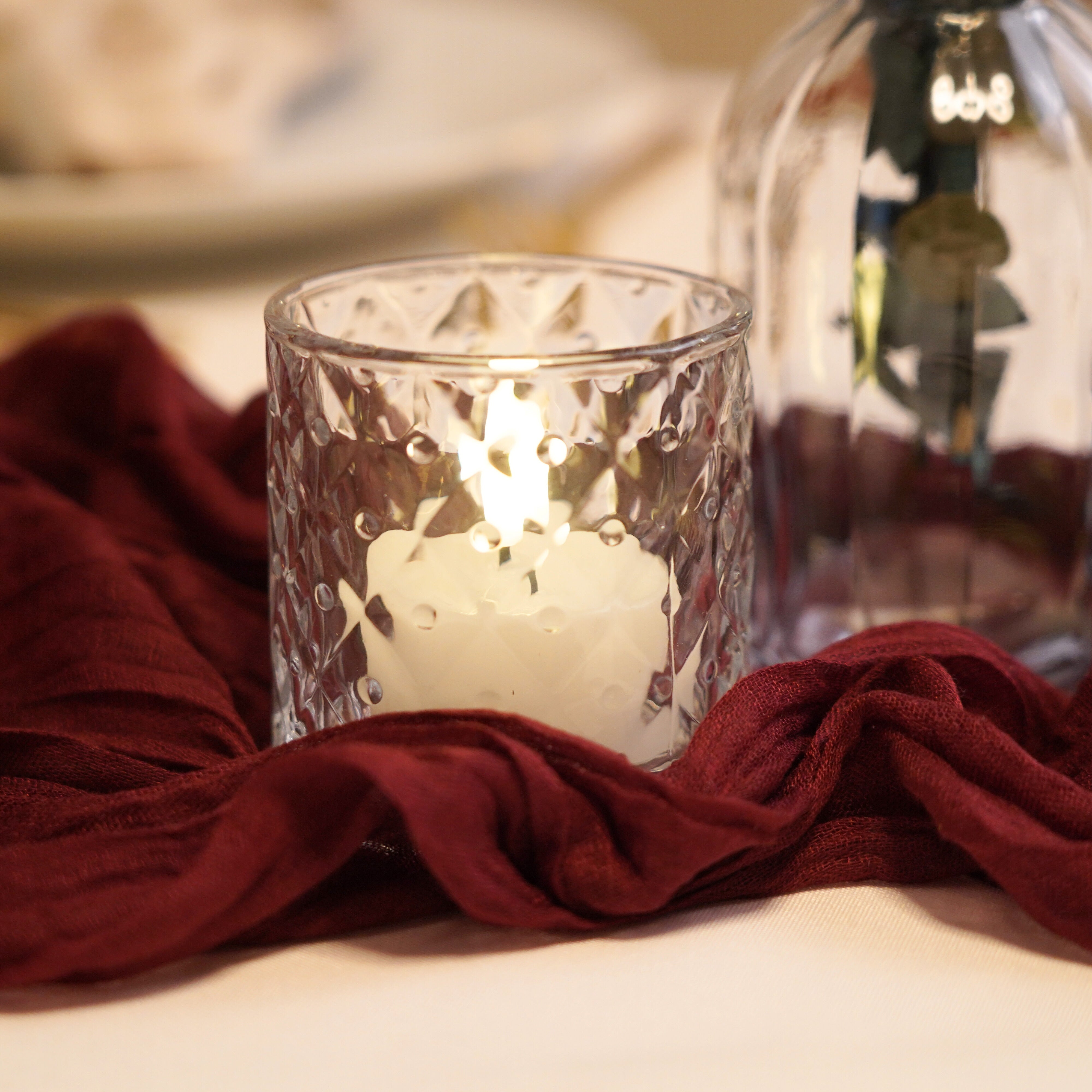 Teelichtgläser 3er Set - Struktur Mix Klar