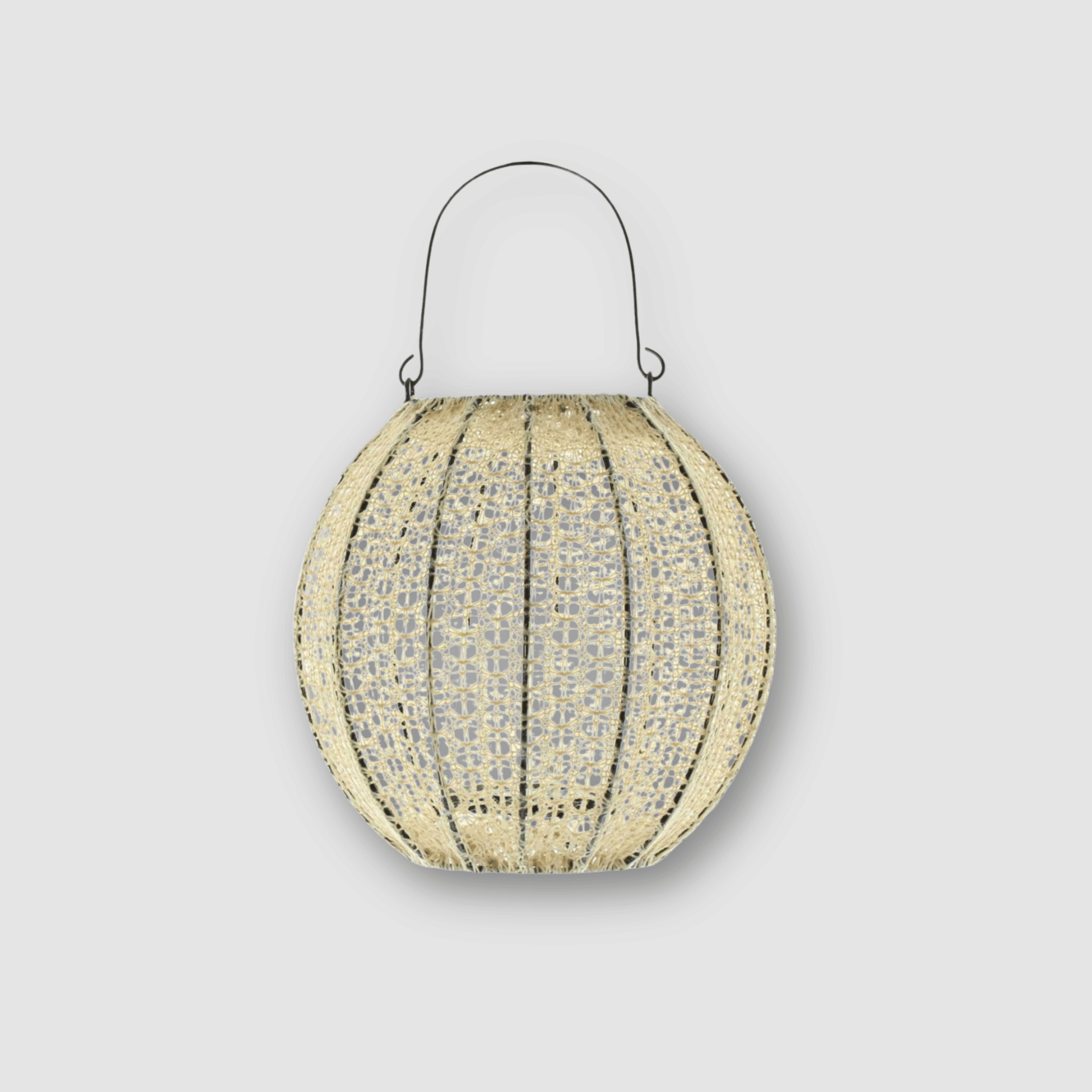 Windlicht Boho - Stoff Weiß