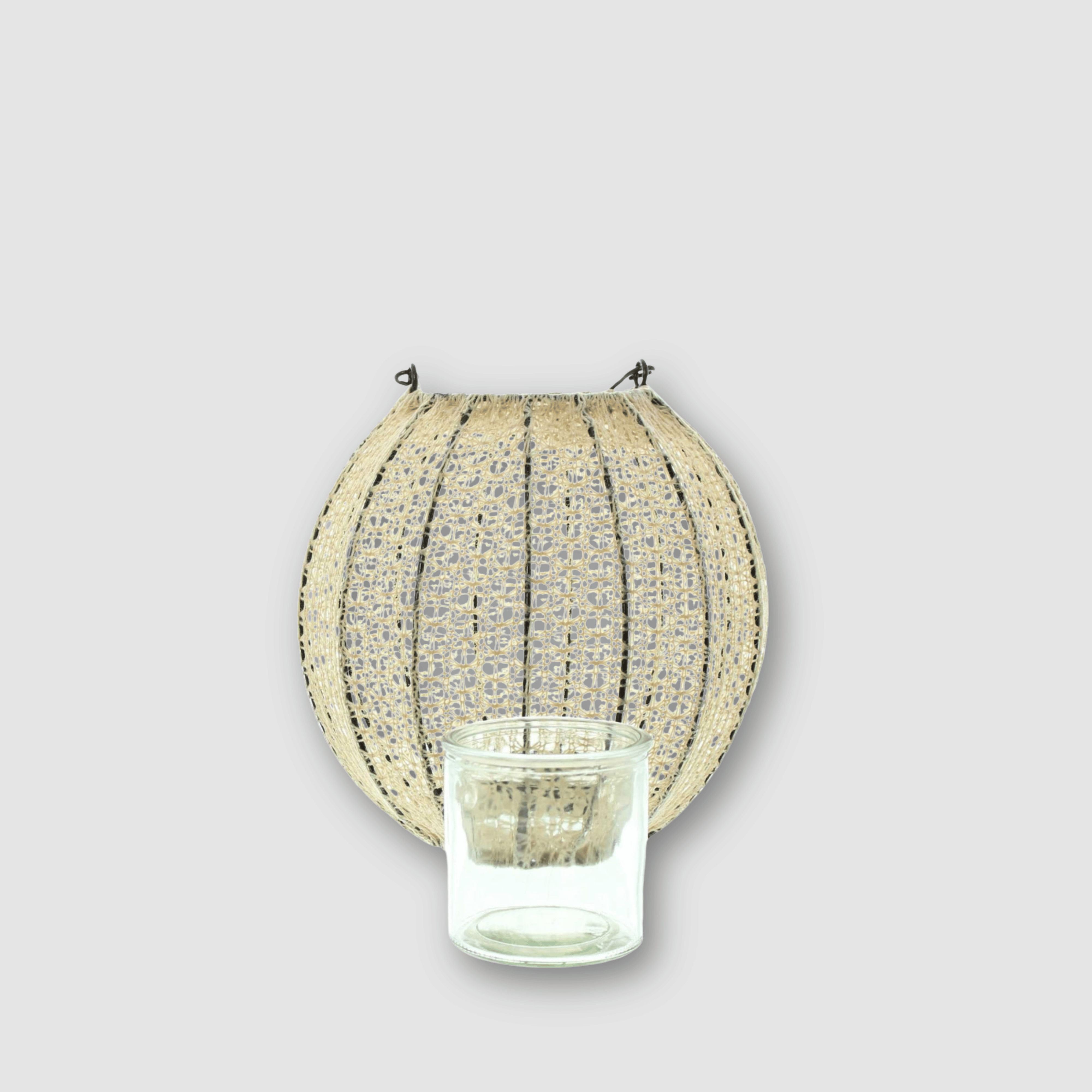 Windlicht Boho - Stoff Weiß