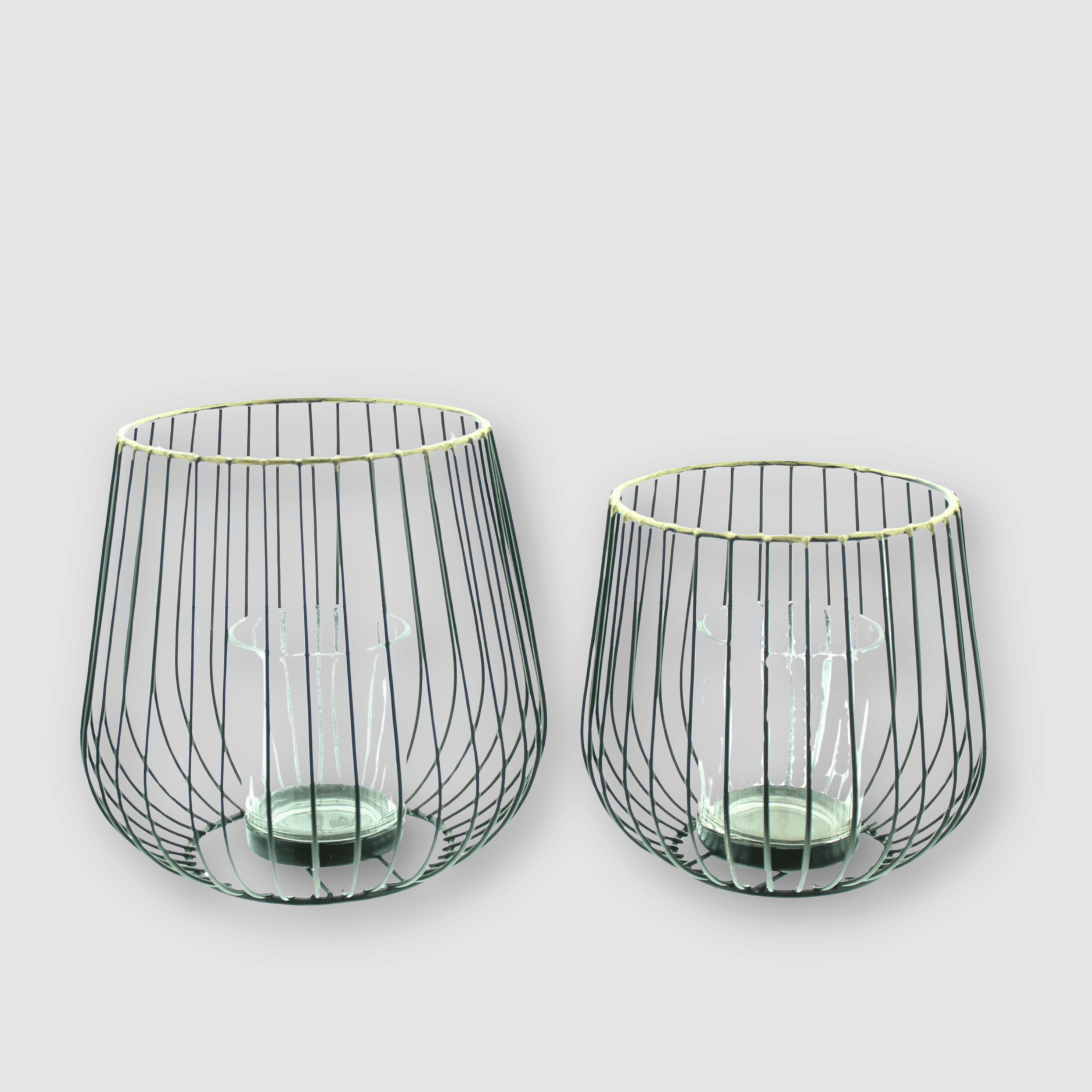 Windlicht Draht - Modern 2er-Set (groß & klein)