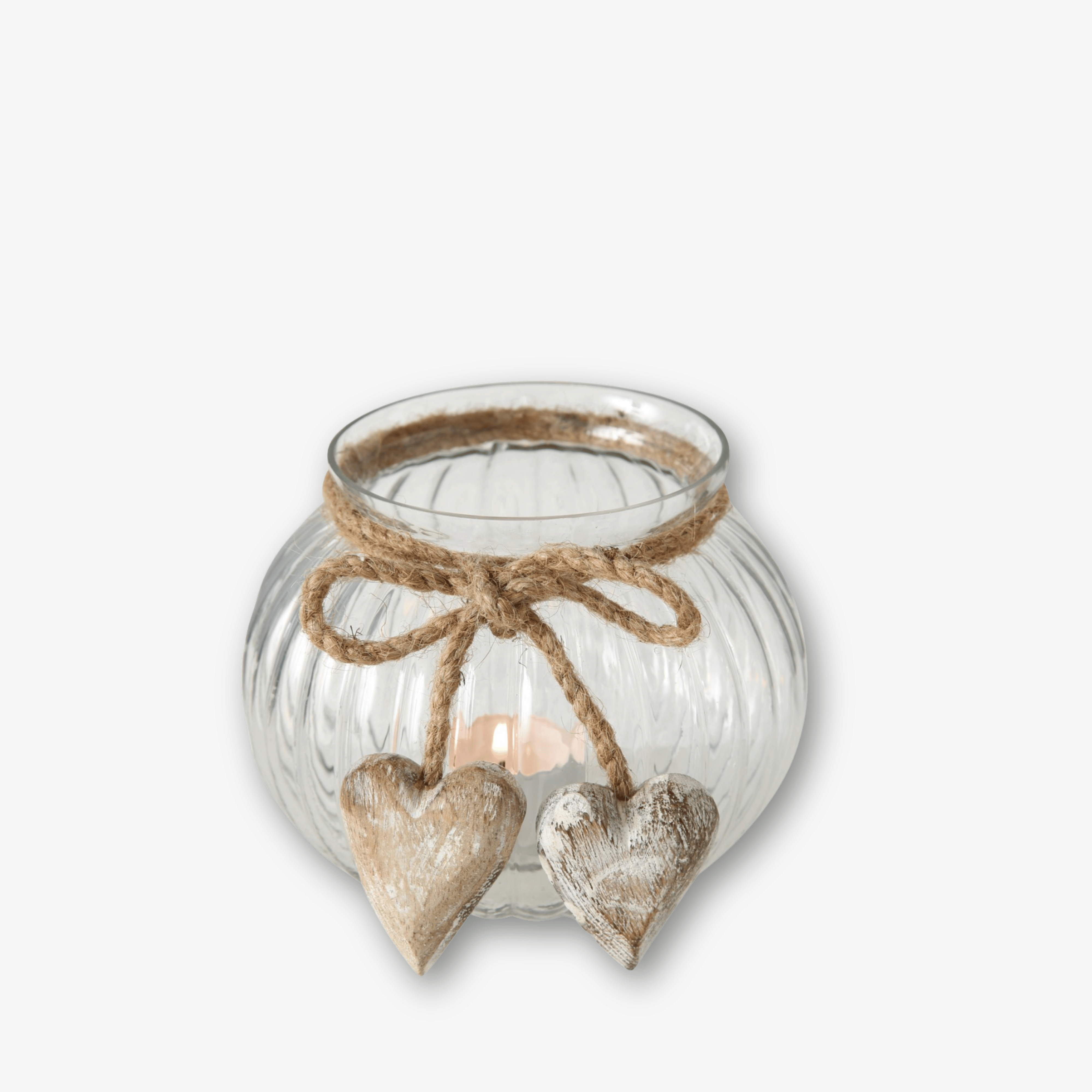 Windlicht Glas - Holzherz