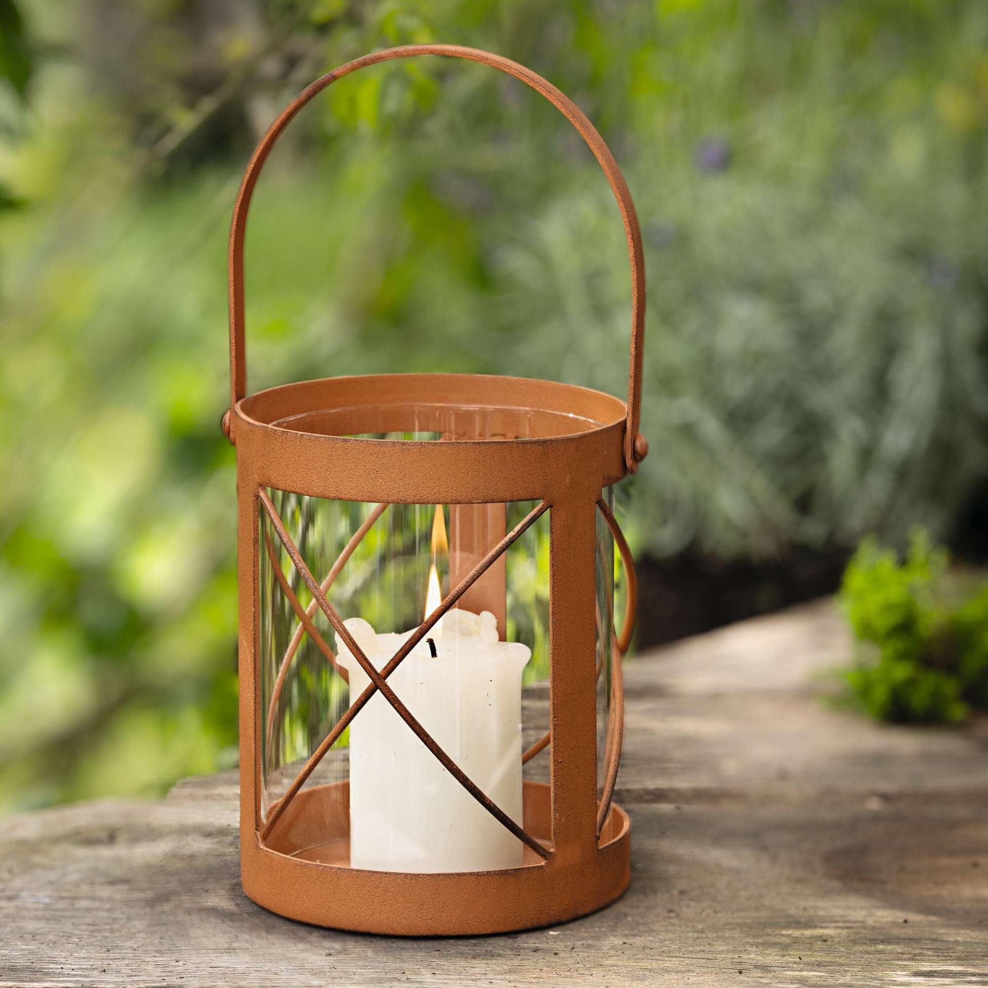 Windlicht Vintage Rustikal - Glas Metall Rost