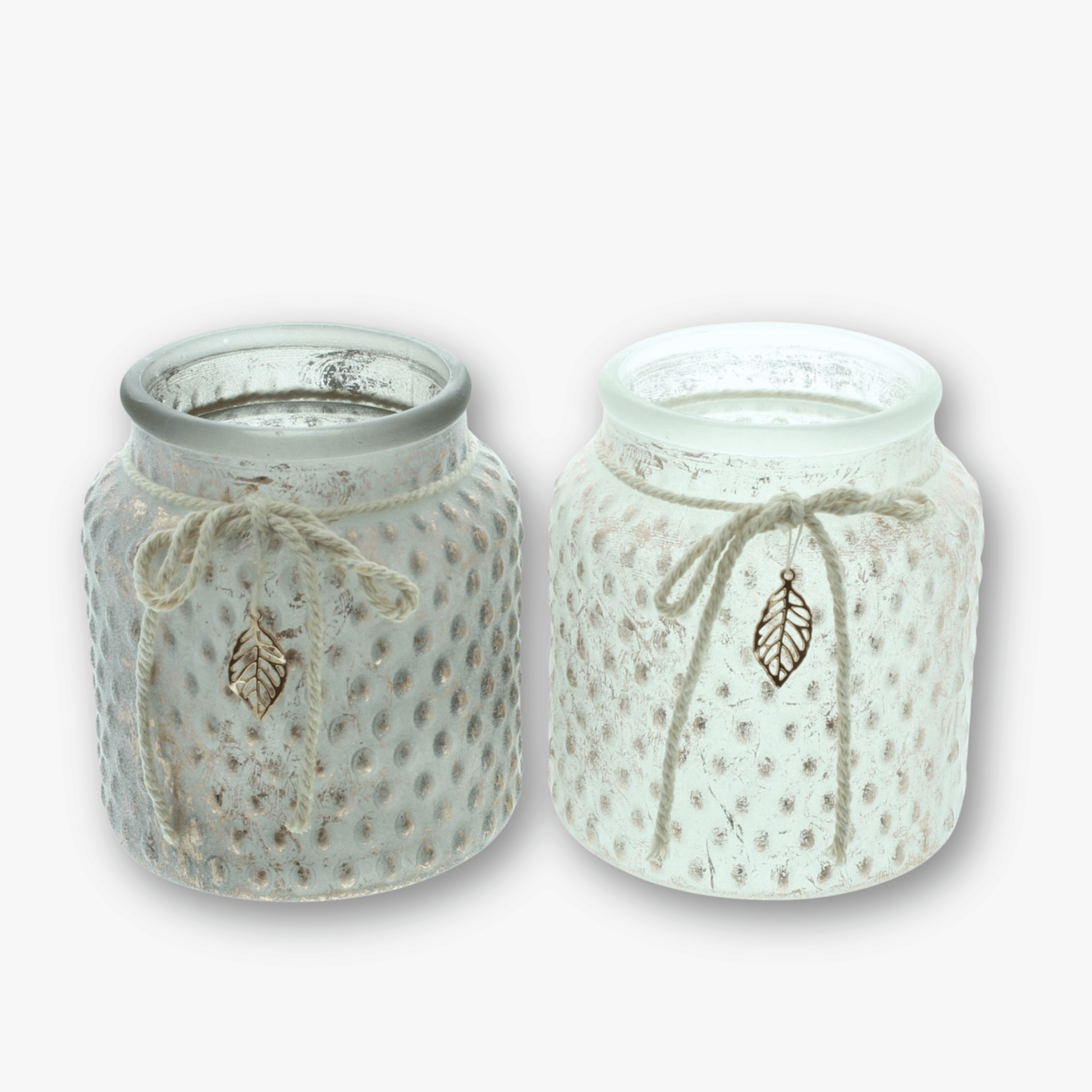 Windlicht Boho Vintage 2er Set - Glas Kupfer