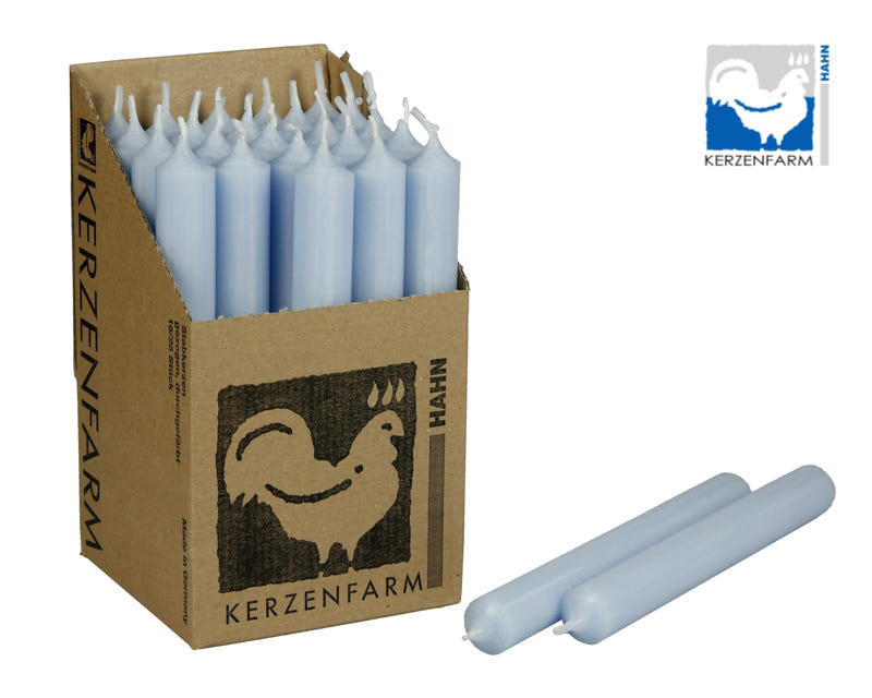 Stabkerzen Pastellblau 25er-Set Kerzenfarm Hahn 180 x 22 mm - Echtwachs