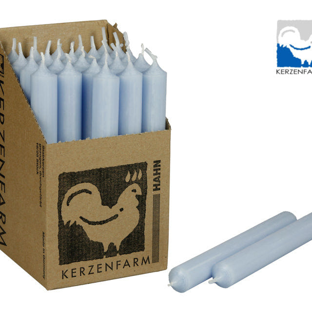 Stabkerzen Pastellblau 25er-Set Kerzenfarm Hahn 180 x 22 mm - Echtwachs
