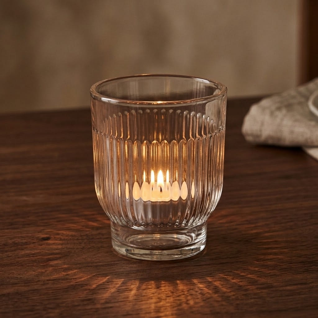 Teelichtglas - Linear Klar h8,5