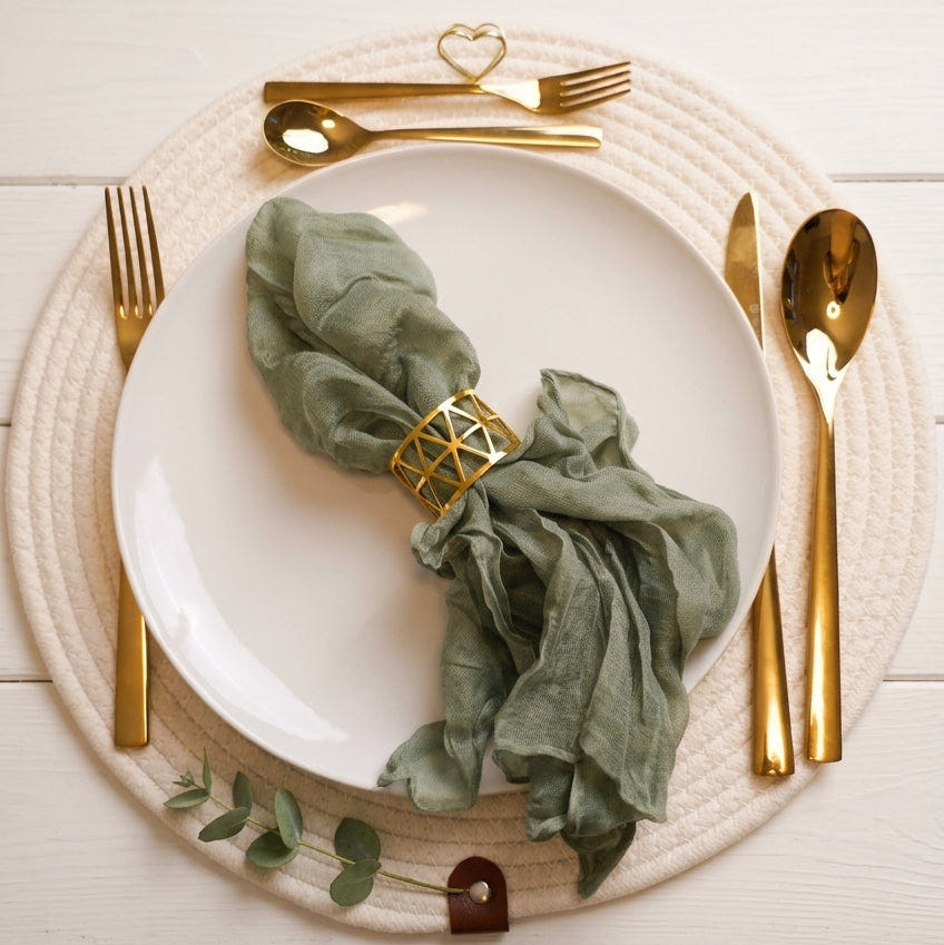 Tischdeko Komplettset Greenery Modern – Salbeigrün & Gold