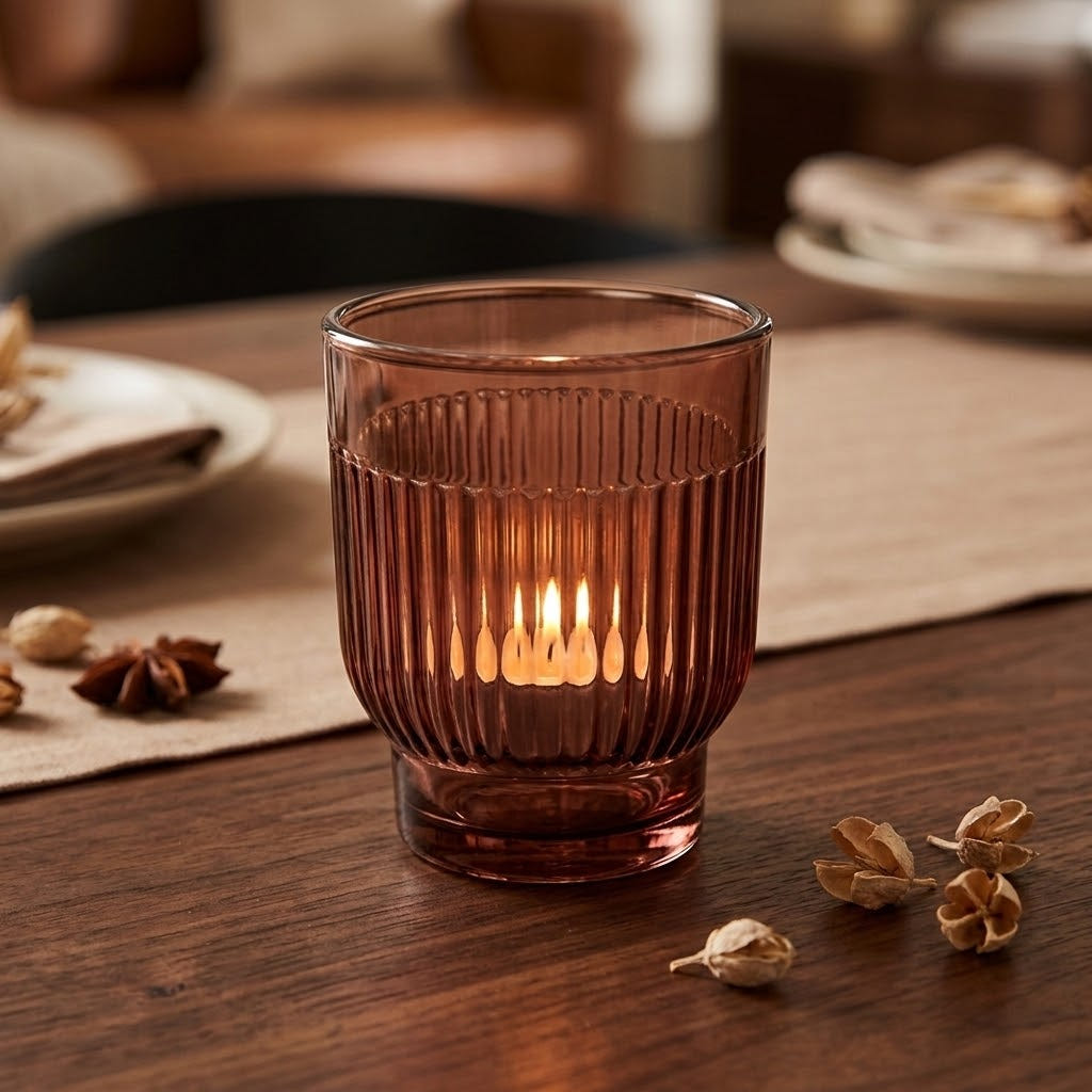 Teelichtglas - Linear Bordeaux h8,5