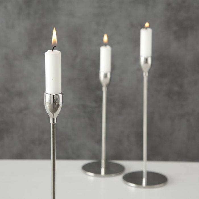 Kerzenständer Set Metall - Silber (3-teilig)