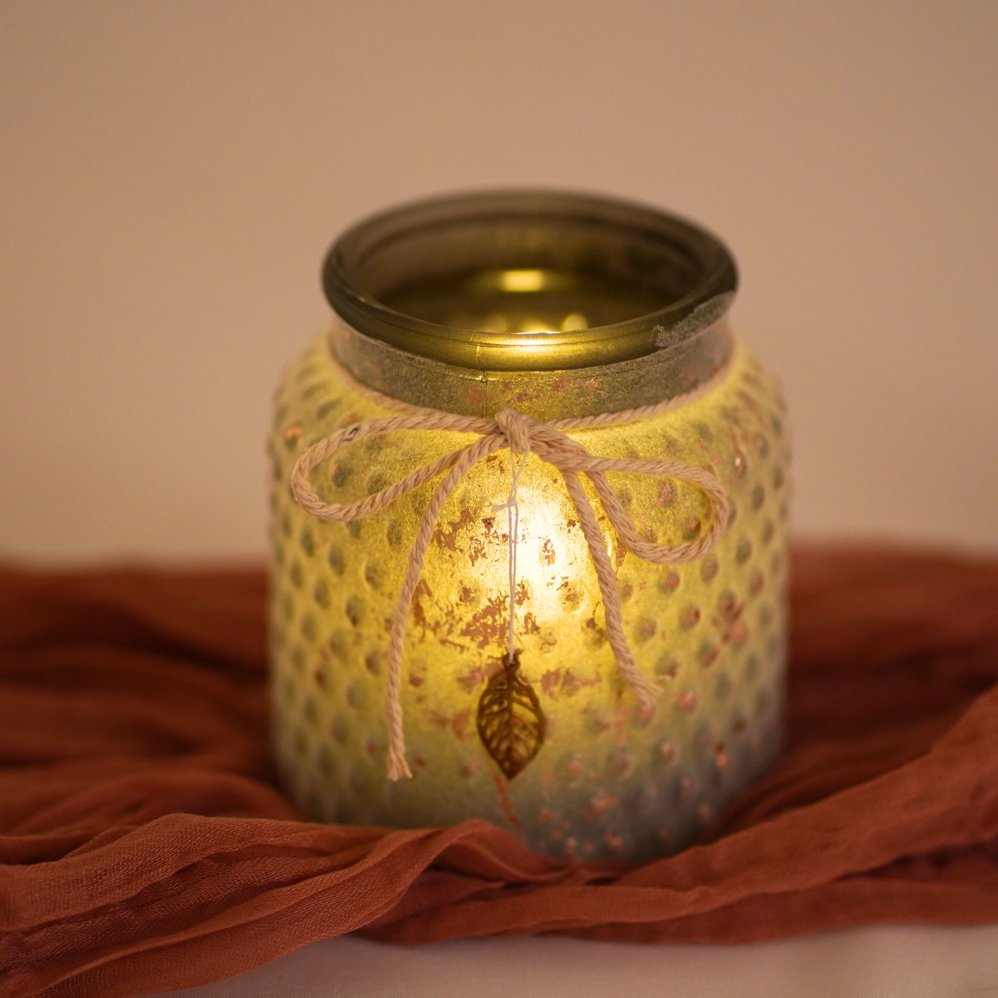 Windlicht Boho Vintage 2er Set - Glas Kupfer