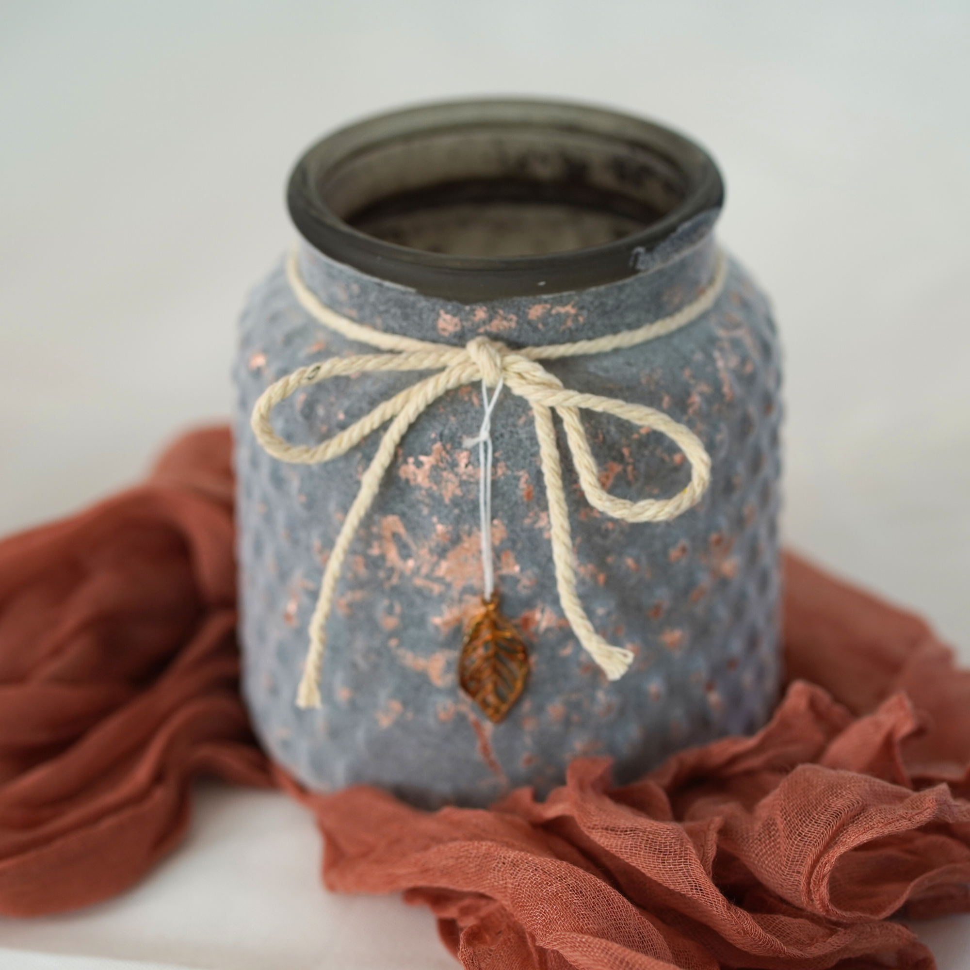 Windlicht Boho Vintage 2er Set - Glas Kupfer