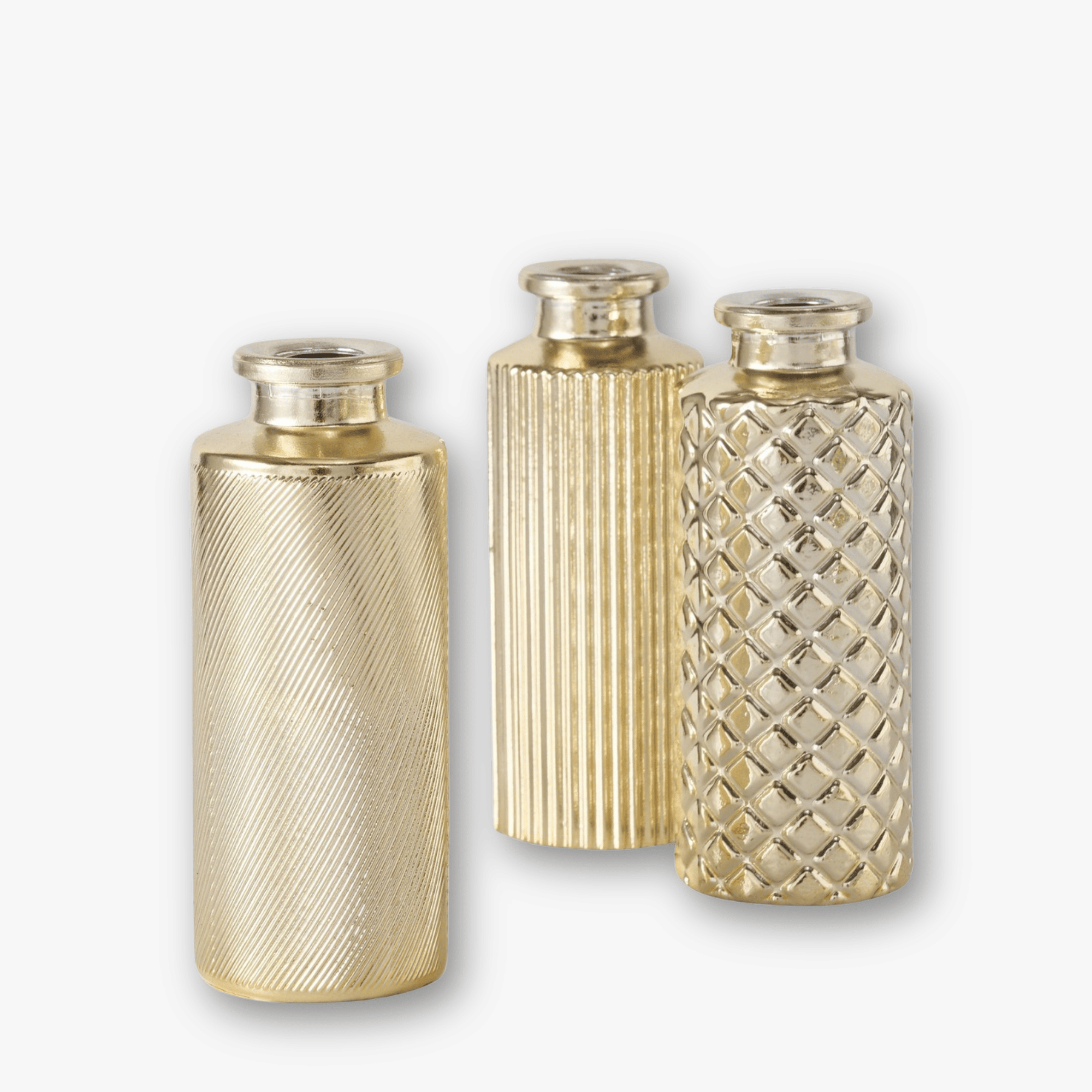 Flaschenvasen 3er Set - Struktur Mix Gold h13