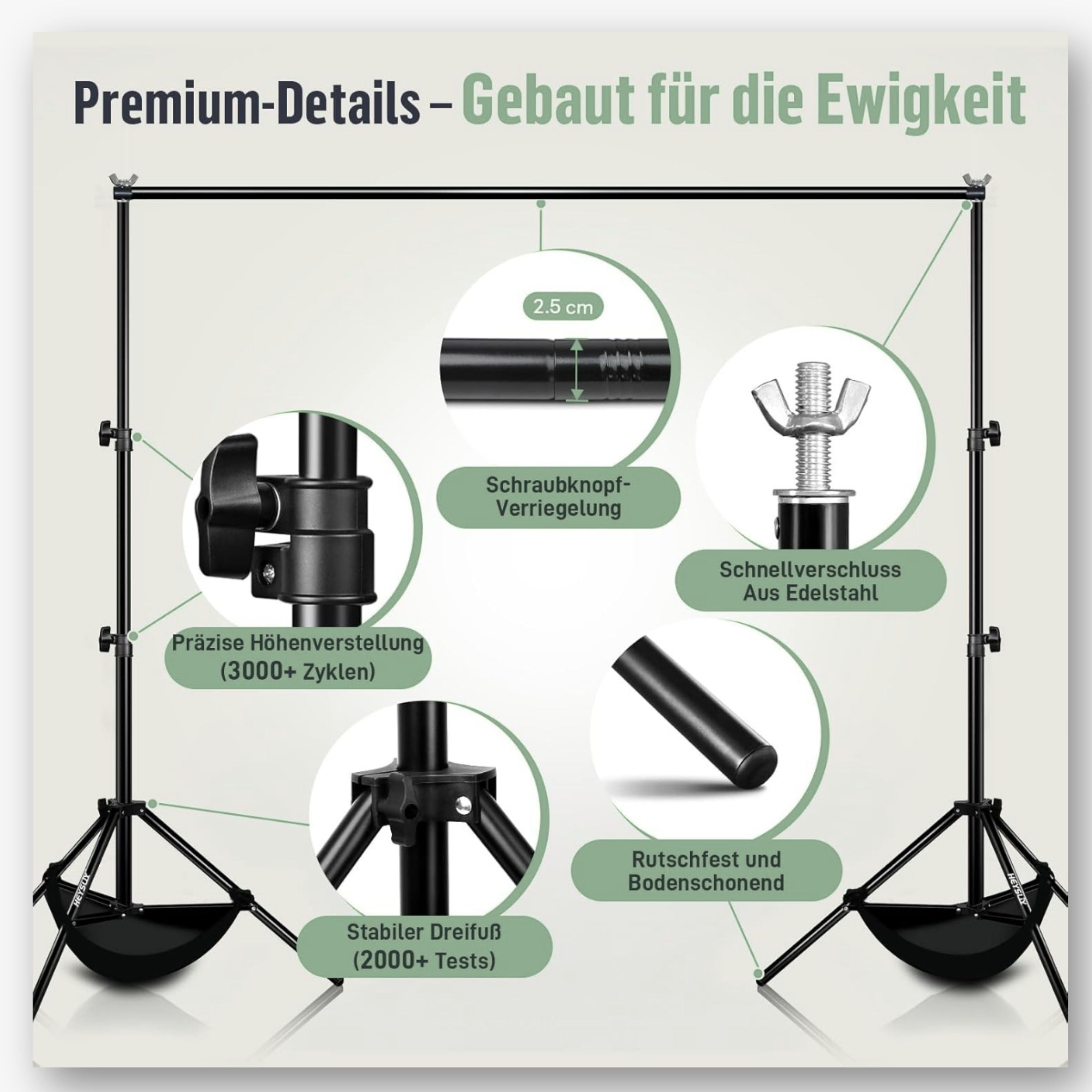 Fotohintergrund - Backdrop Stativ 3x2m schwarz
