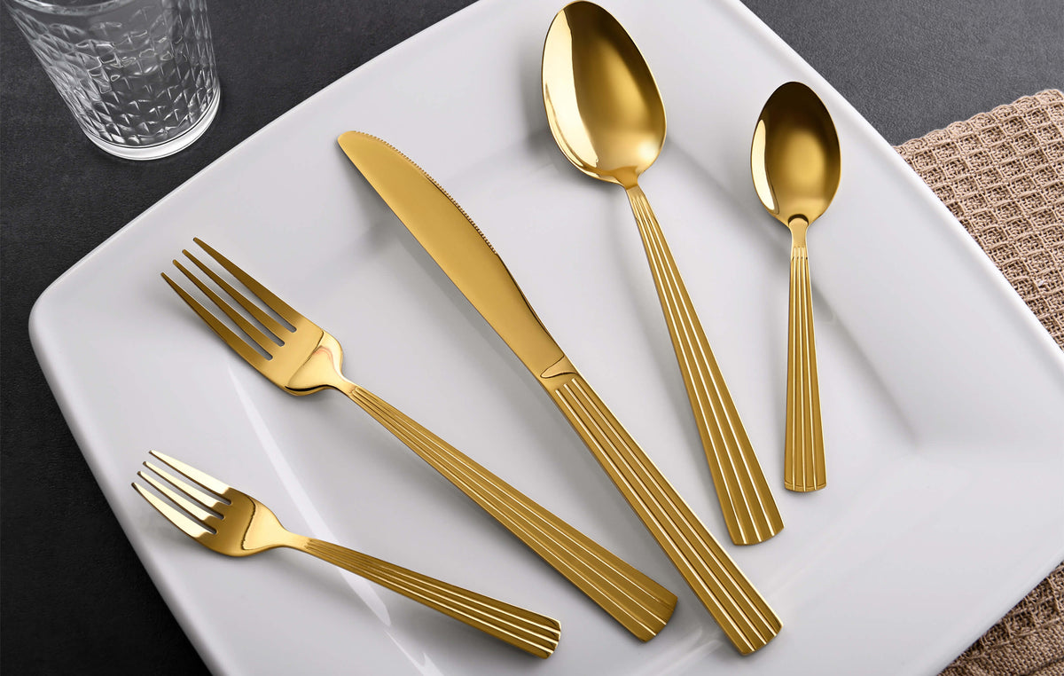 Goldenes Besteck-Set 5-teilig kaufen