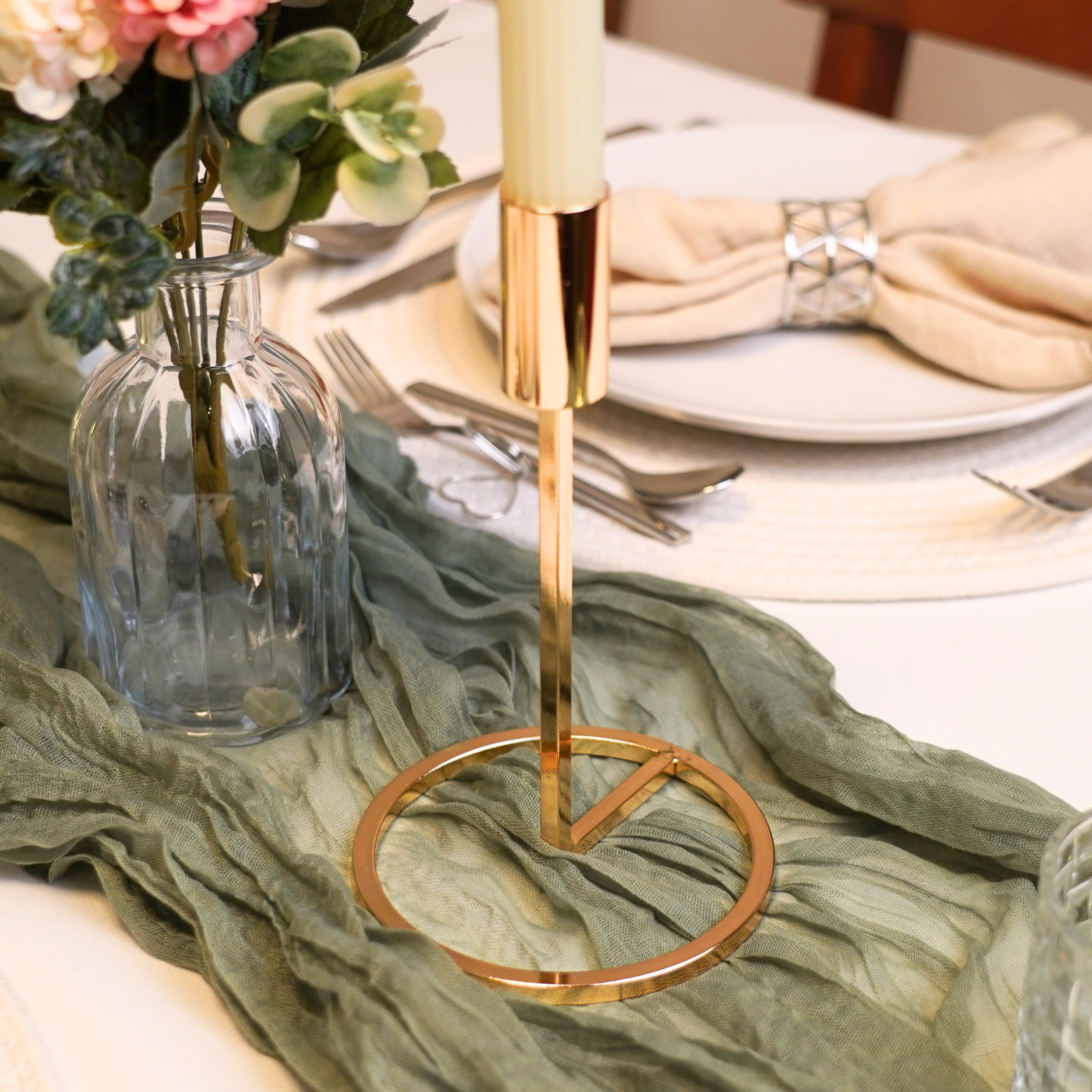 Kerzenständer Set Metall - Rund Gold (3-teilig)