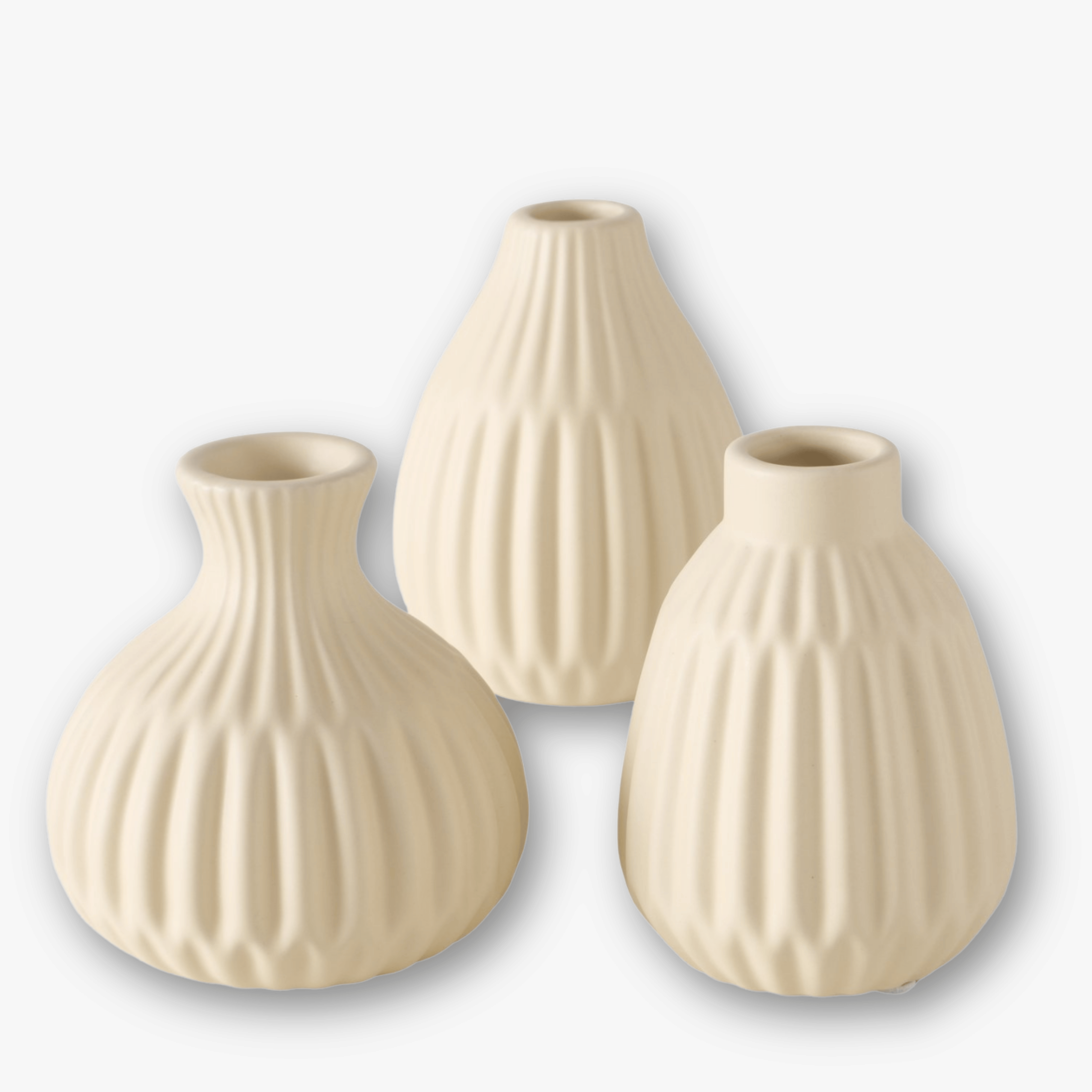 Keramikvasen 3er Set - Struktur Boho Beige h12