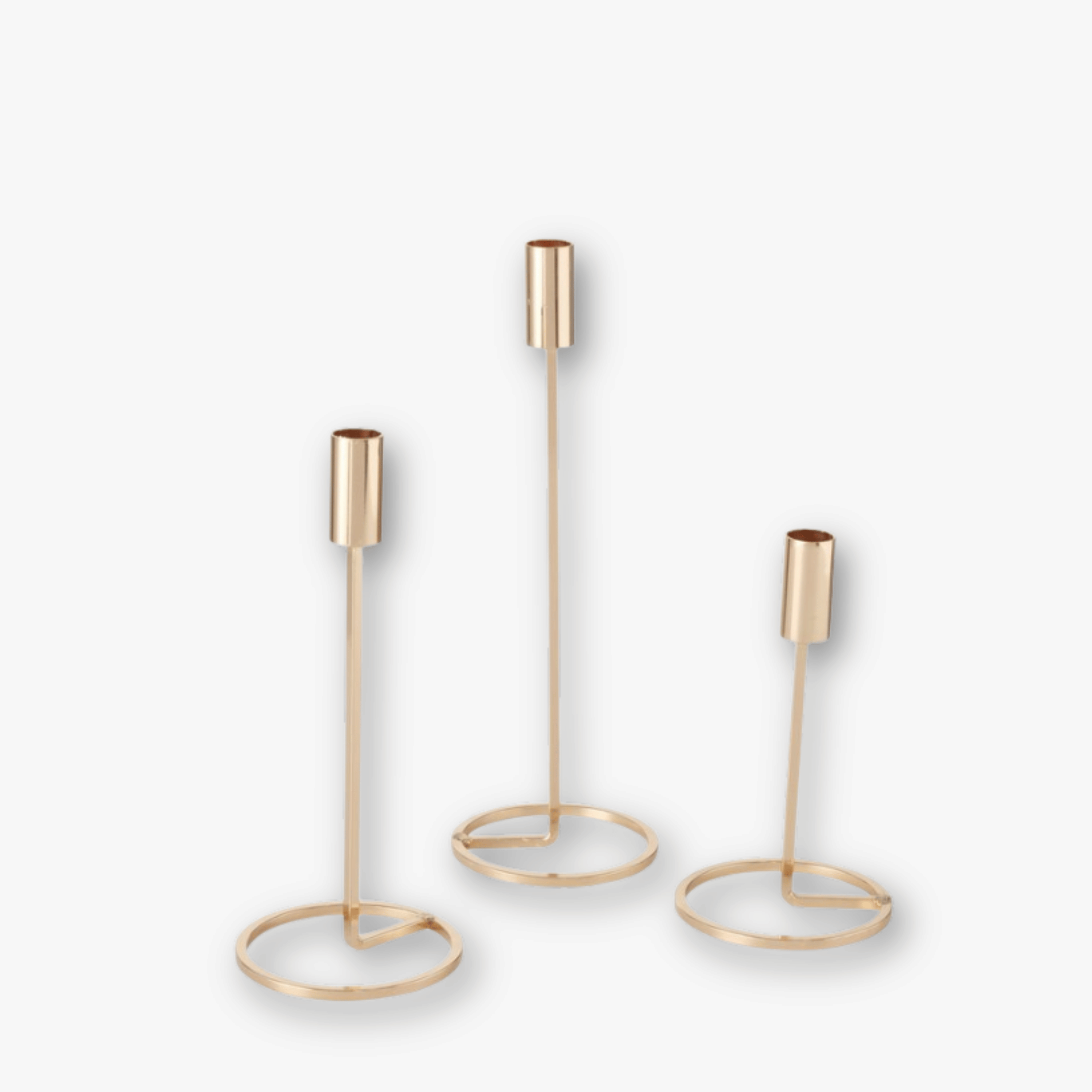 Kerzenständer Set Metall - Rund Gold (3-teilig)