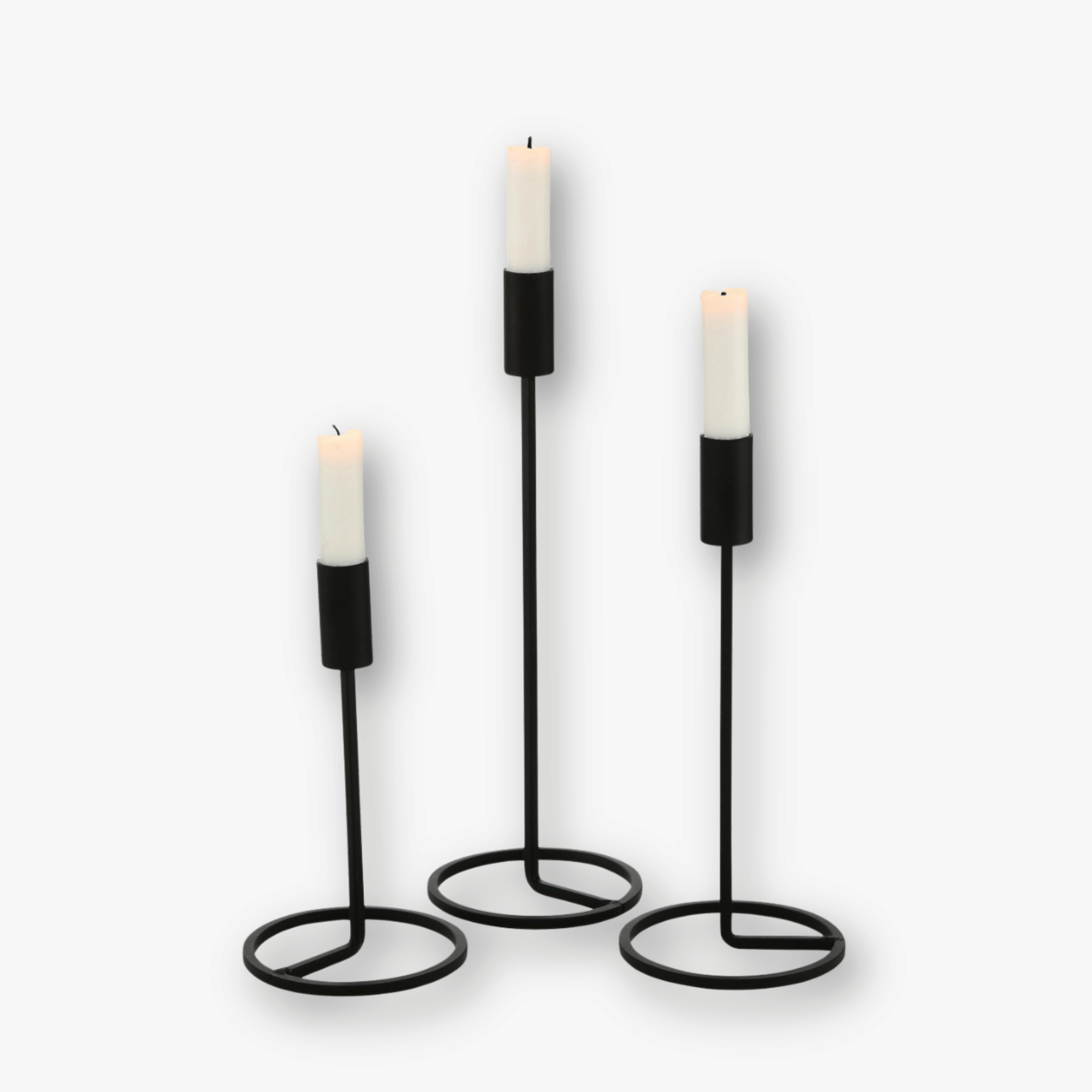 Kerzenständer Set Metall - Rund Schwarz (3-teilig)