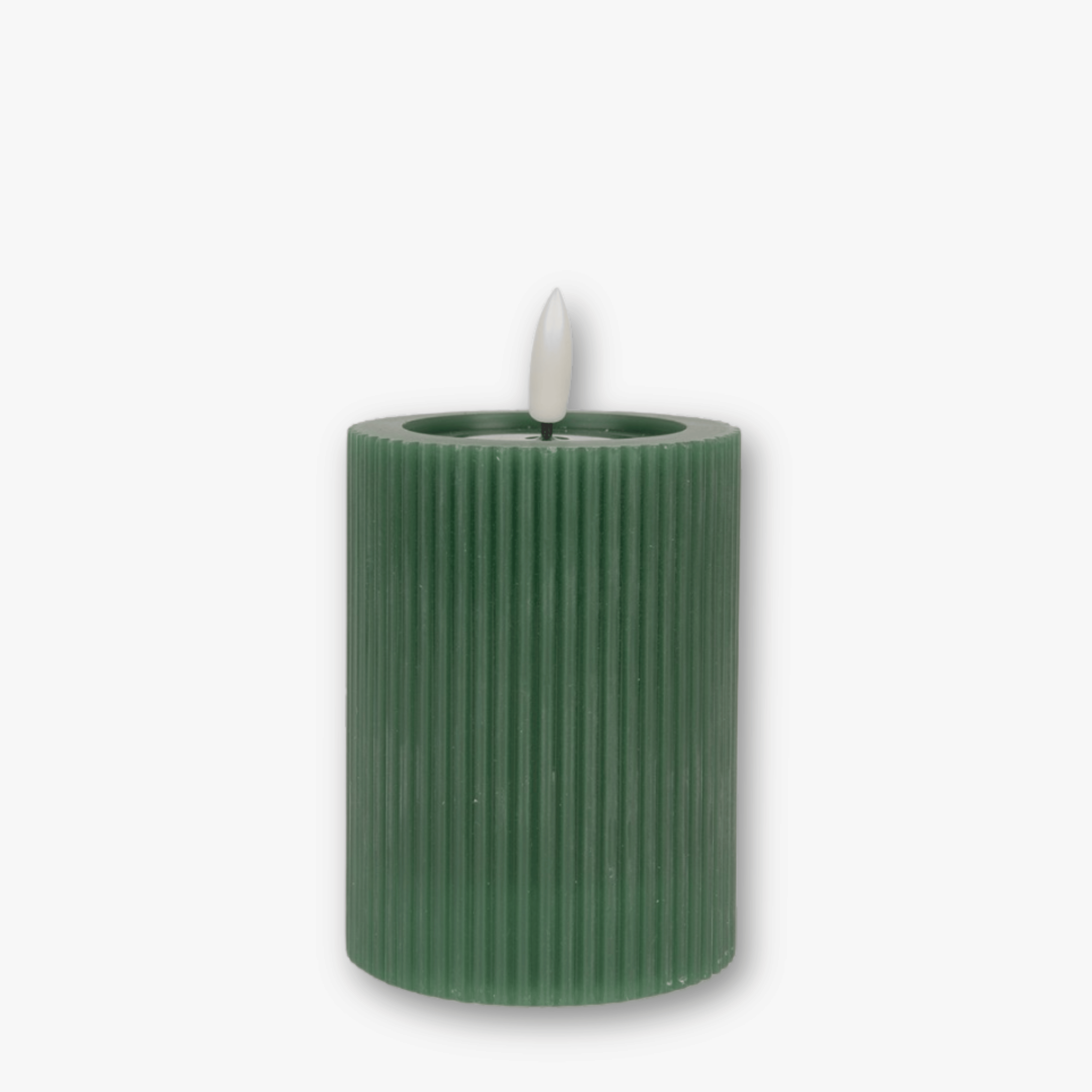 LED Stumpenkerze Echtwachs - Gerillt Grün