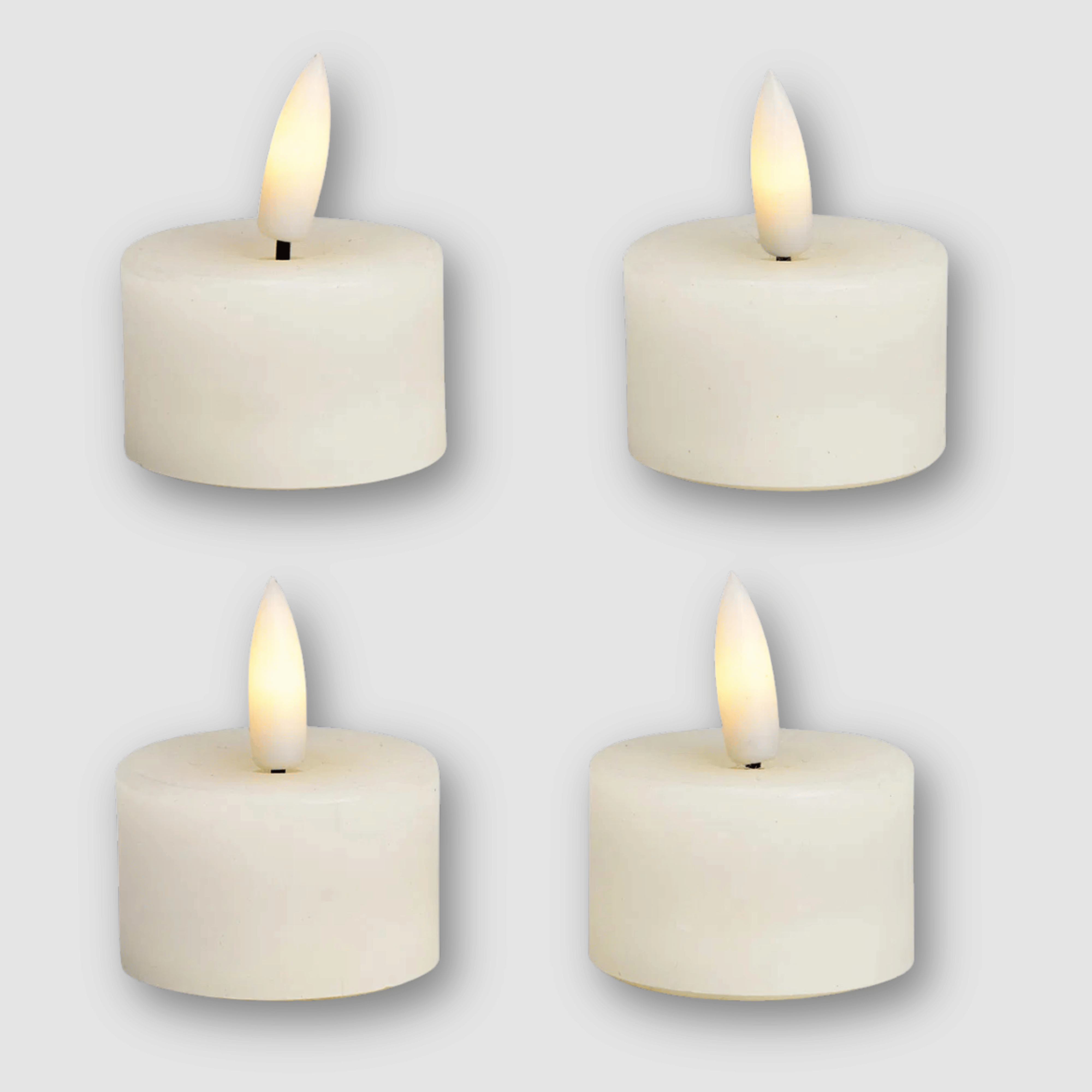 LED Teelichter 4er Set Wachs weiß