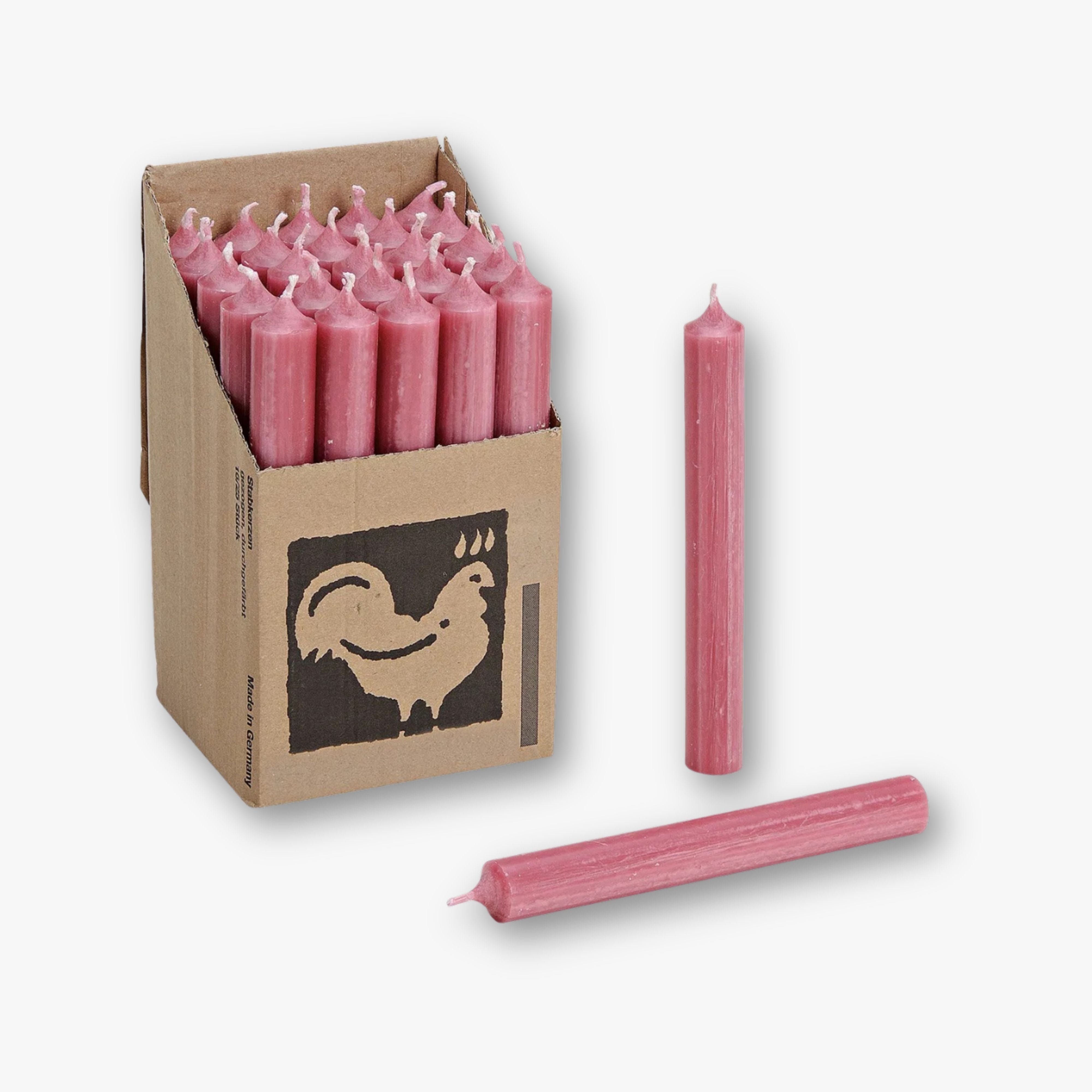 Stabkerze Echtwachs - Altrosa 18 cm (tropffrei)