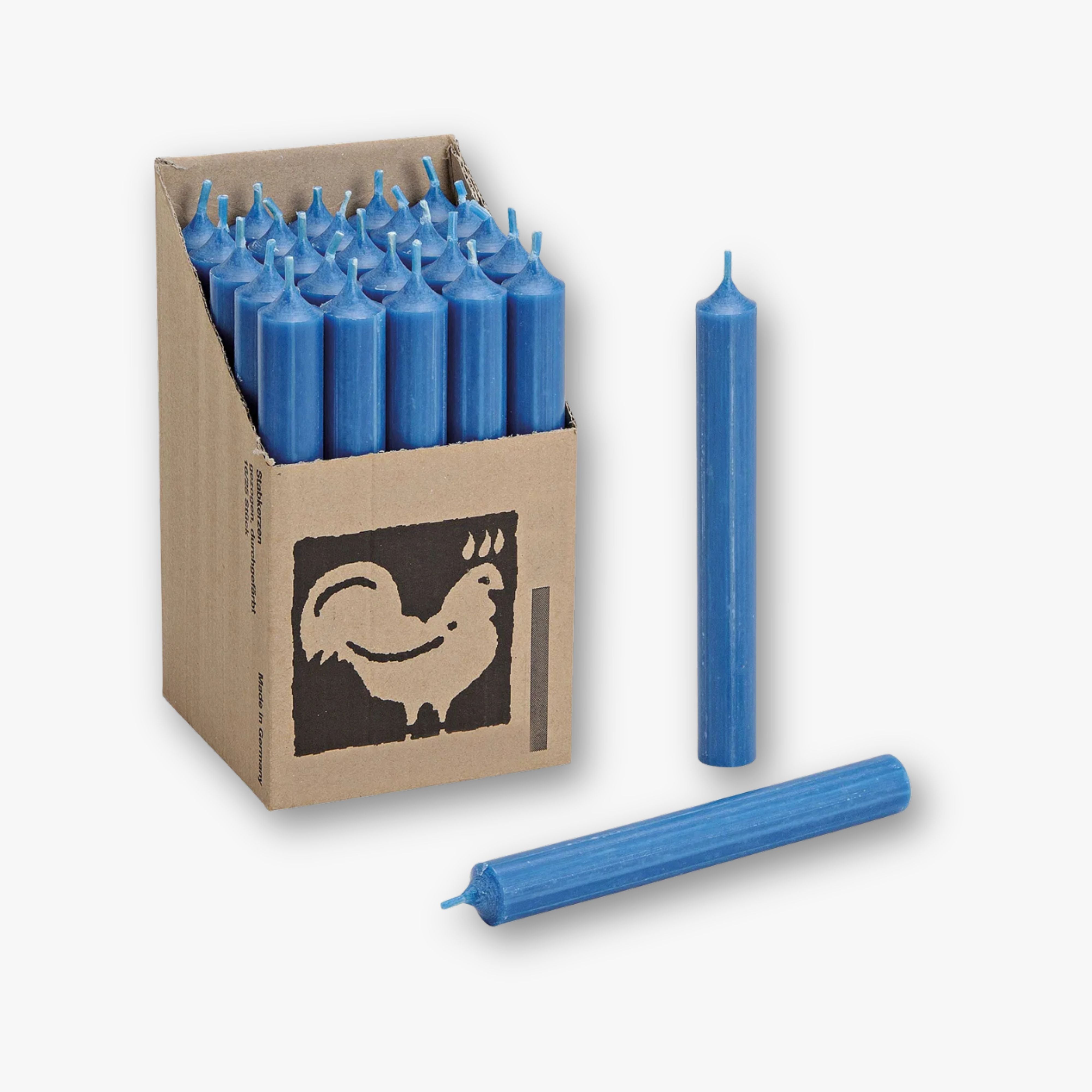 Stabkerze Echtwachs - Staubblau 18 cm (tropffrei)