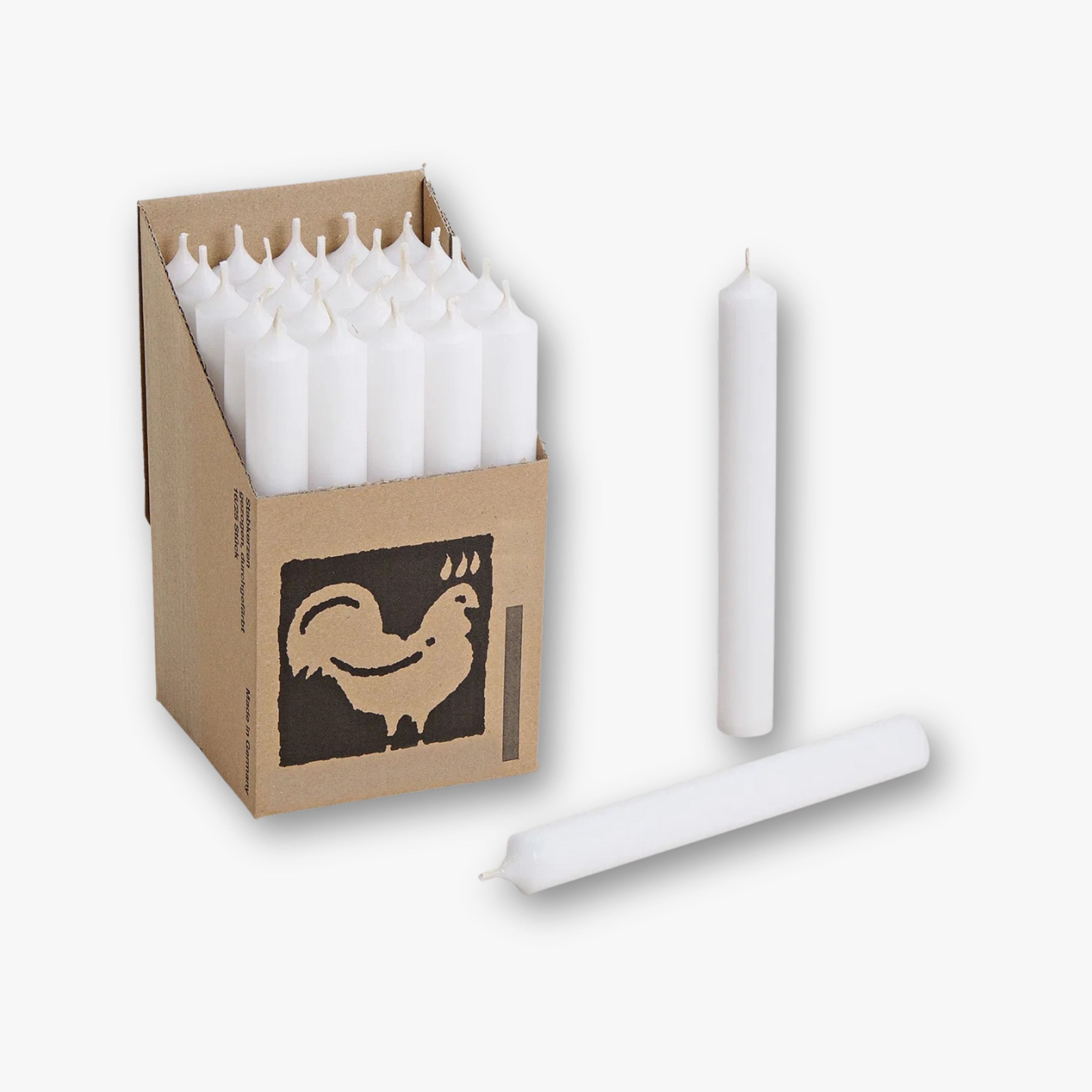 Stabkerze Echtwachs - Weiß 18 cm (tropffrei)