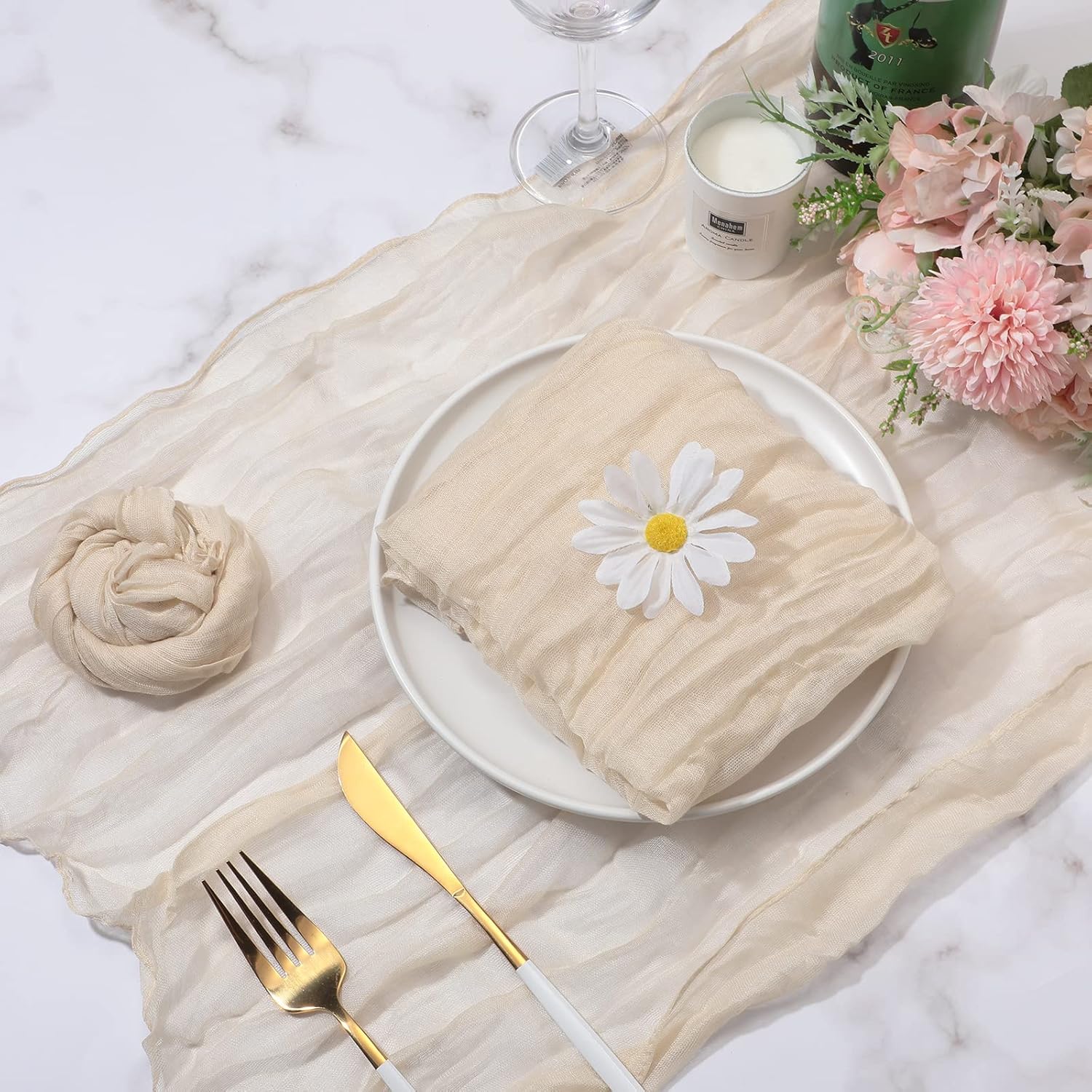 Stoffserviette Musselin - Leicht Creme