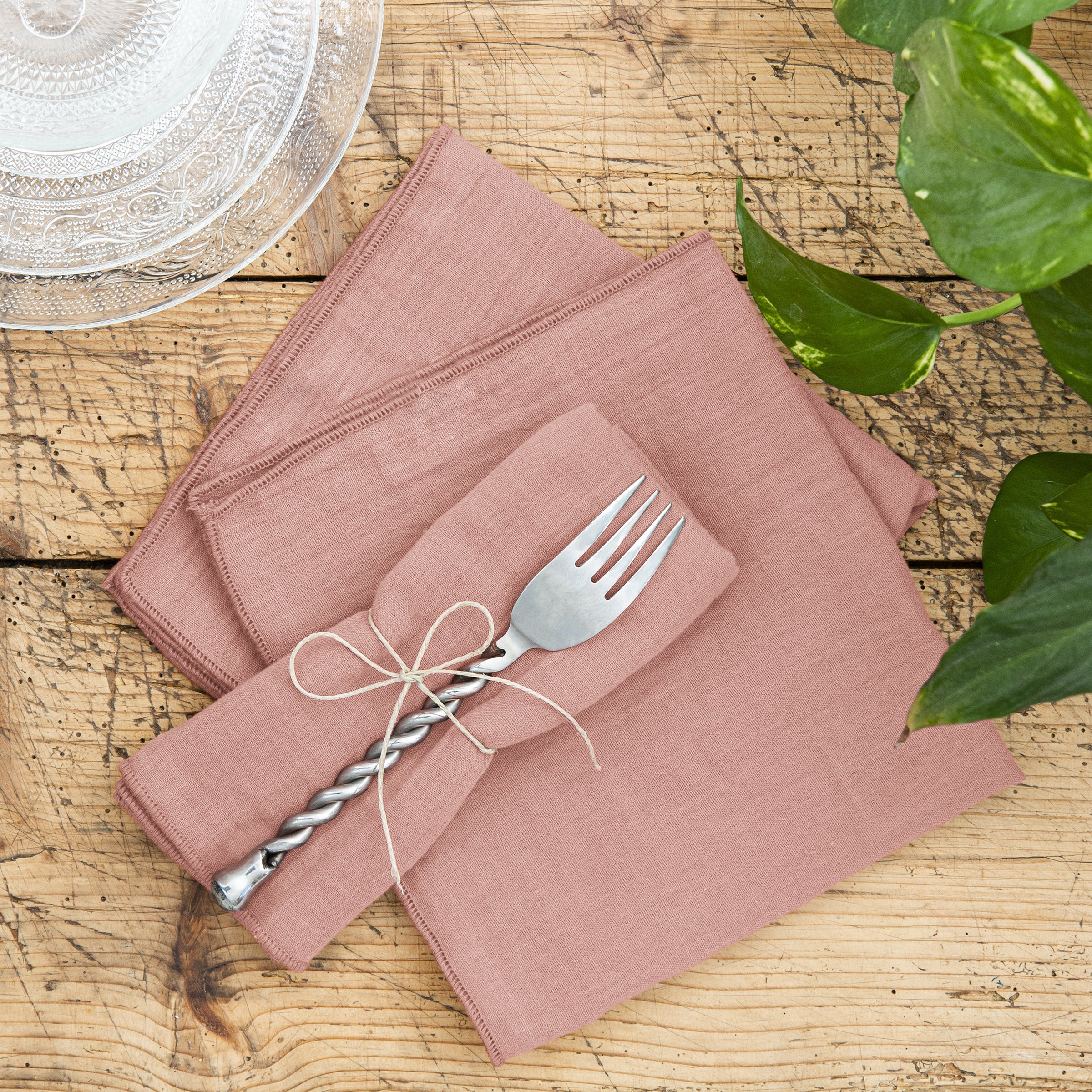 Stoffserviette Musselin - Struktur Altrosa