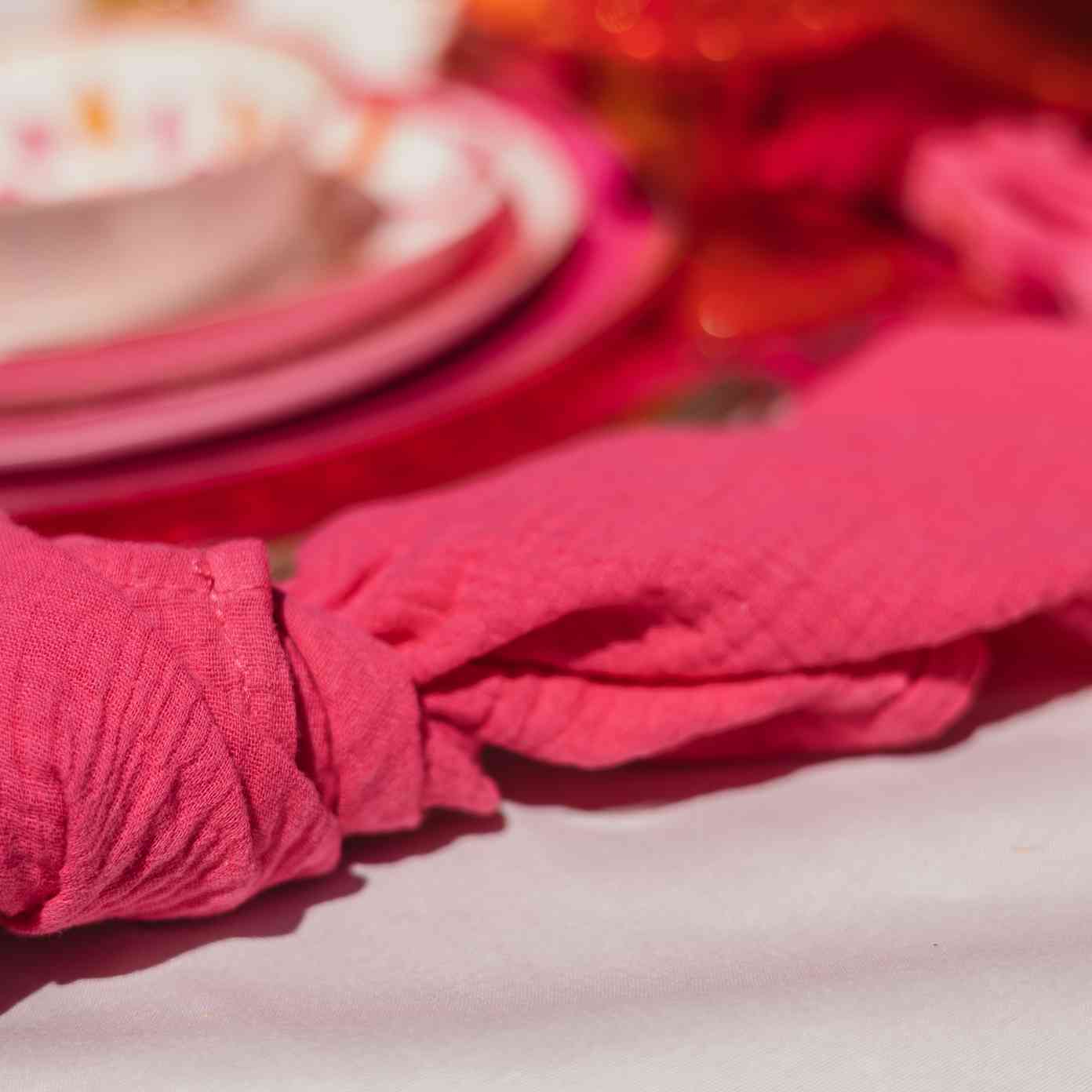 Stoffserviette Musselin - Struktur Pink