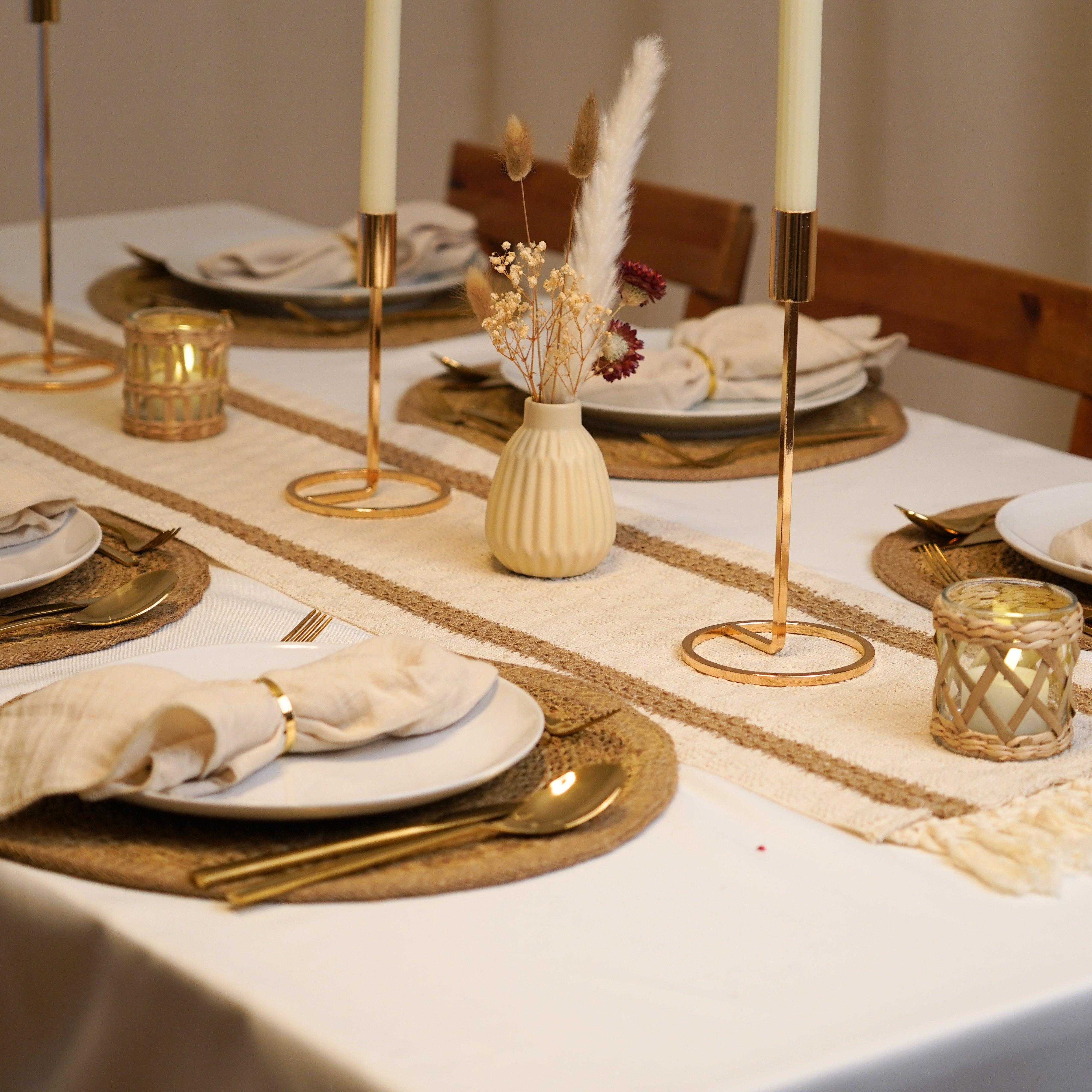 Keramikvasen 3er Set - Struktur Boho Beige h12